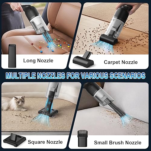 Miniatura 5 de Aspiradora de mano inalámbrica 38000PA  Limpieza profunda de 120 W para pelo de mascotas  Limpiador portátil con batería de 2000 mAh, luz LED y