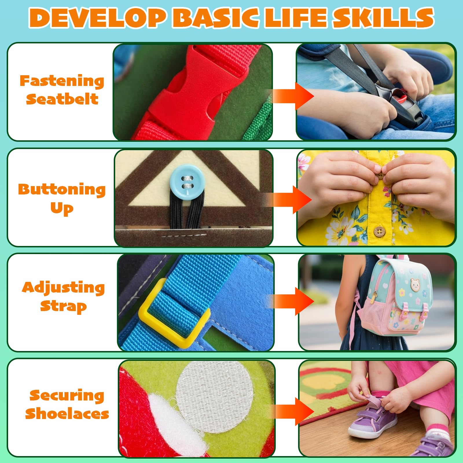 Busy Board Montessori Ferme – Livre D’Activités En Feutre Pour Tout-Petits 18 Mois – 8 Pages De Compétences