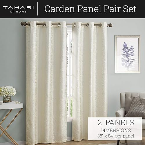 Miniatura 5 de Tahari Home  Lyle Collection  Juego de pares de paneles modernos y elegantes, cortinas opacas para el hogar, tratamiento decorativo de ventana con