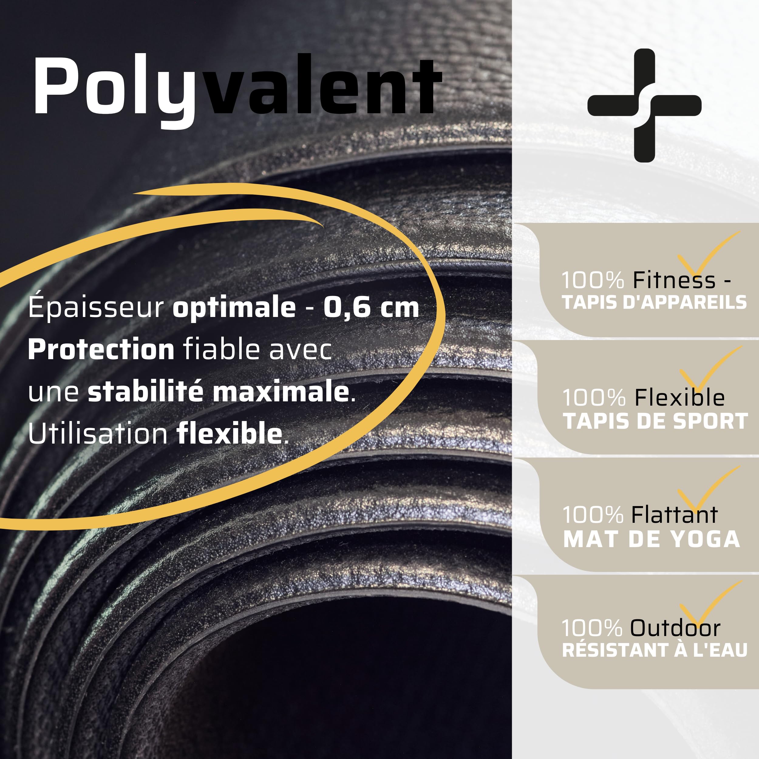 SportPlus Tapis de Protection du Sol pour Vélos d'Appartement, Elliptiques, Rameurs, Tapis de Course, Stations de Musculation, Résistant
