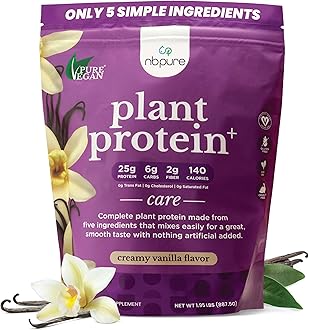 nbpure Vegan Pea Protein Powder, Vanilla – Lean Muscle + Hunger & Bloating Support for Women, Men, Kids – 25g Plant Protein Per Serving – No Artificial Sweeteners or Flavors, Gusset, 25 Servings