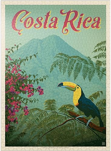 Costa Rica Toucan in The Jungle, Vintage Poster - Rompecabezas premium de 1000 piezas para adultos