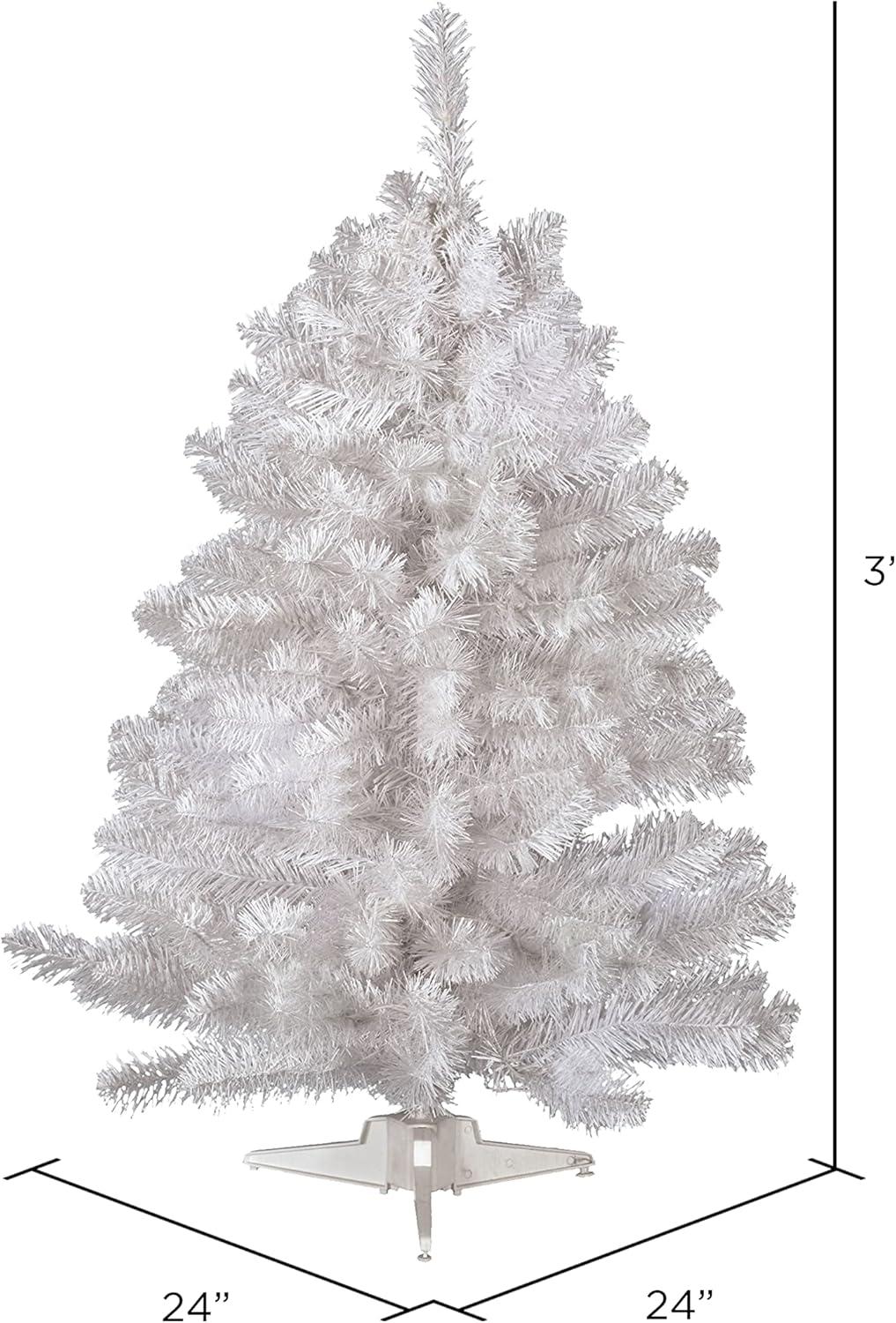 Vickerman 3' Crystal White Spruce Artificial Christmas Tree, Unlit - Faux Spruce Christmas Tree - Seasonal Indoor Home Decor