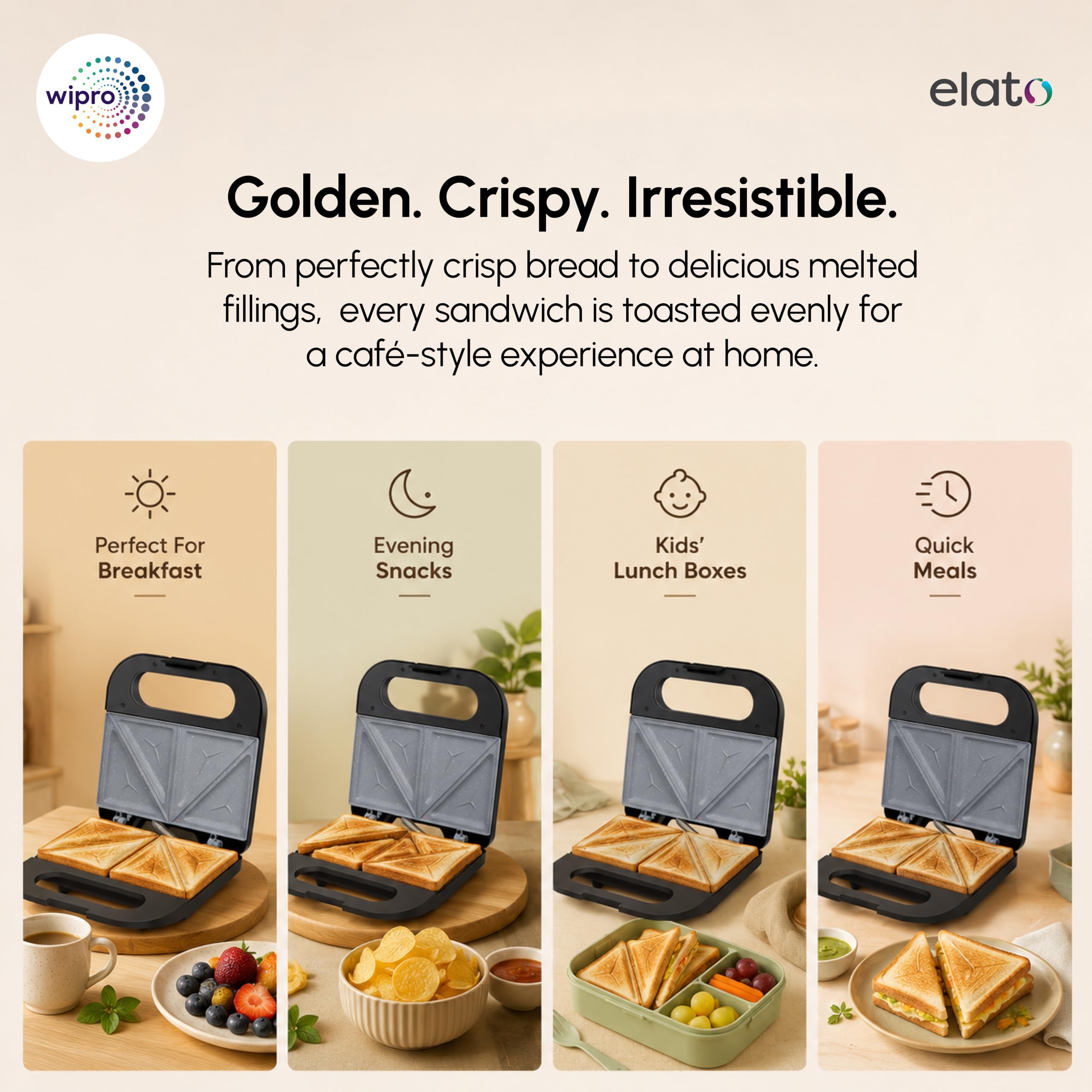 Wipro Elato Sandwich Maker - 800W Ceramic -7