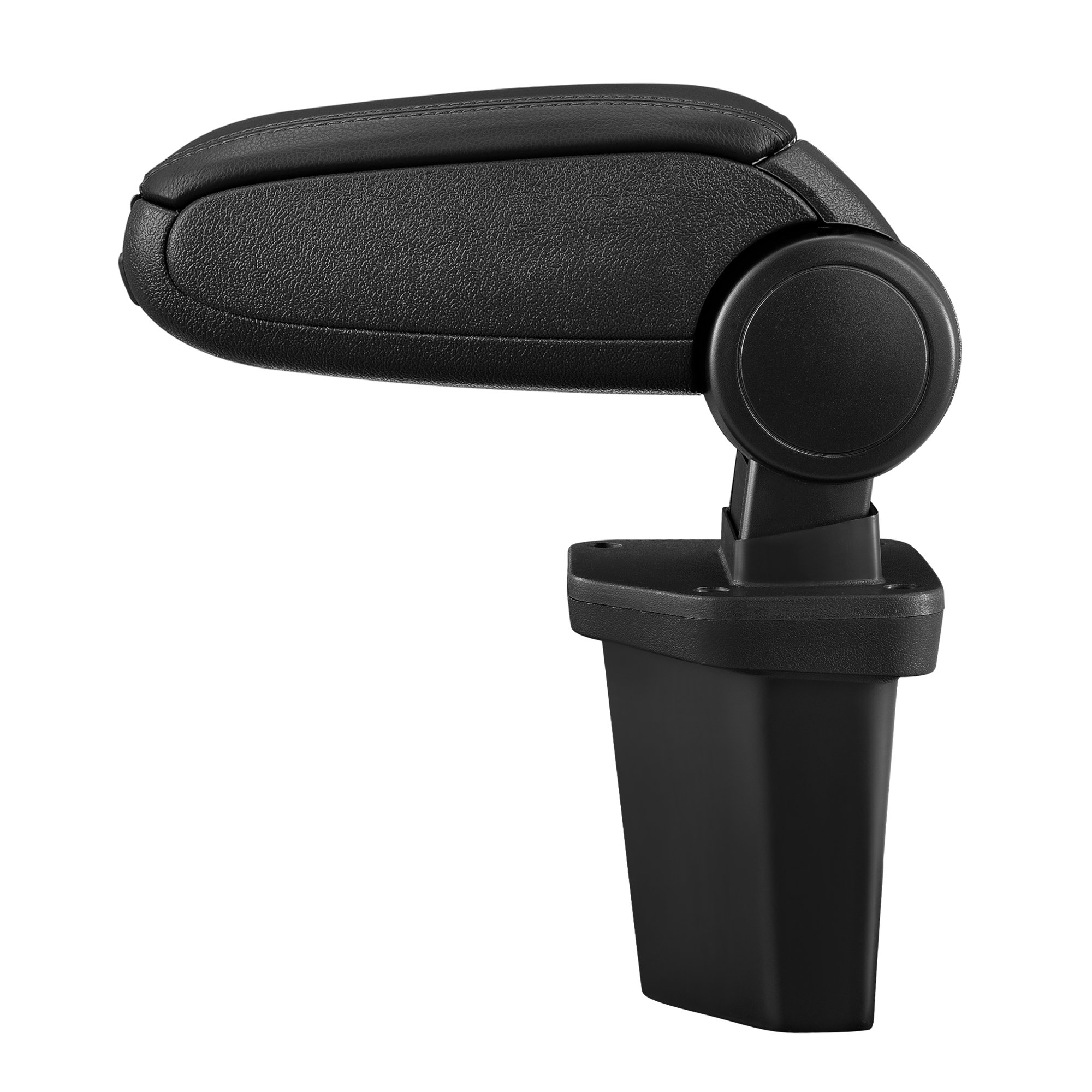 Reposabrazos Central - Apoyabrazos con Compartimento Consola plegable Tapizado Polipiel Negro con Costuras de Color Negro