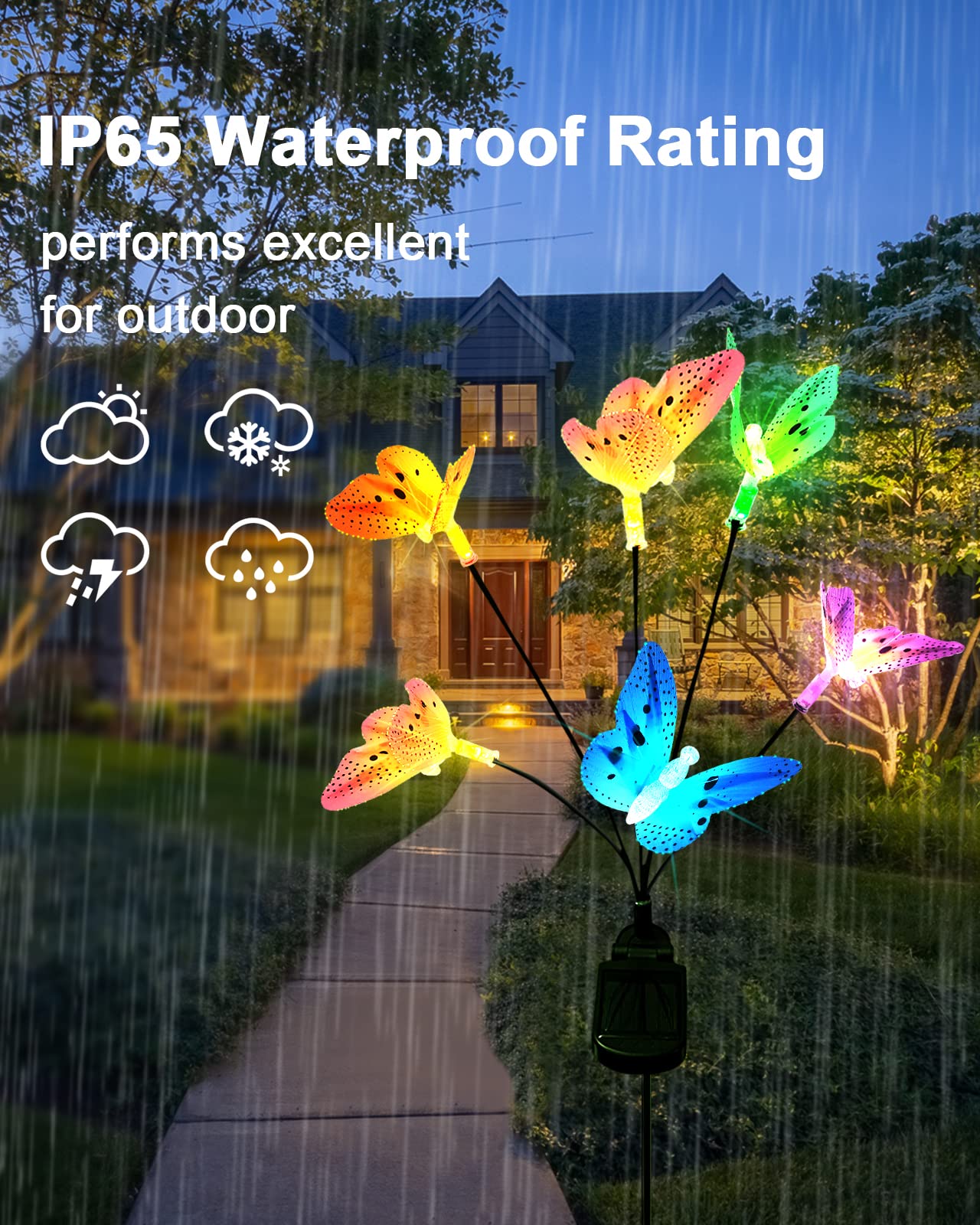 2 Lampes Solaires Papillon Jardin - IP65 Étanches