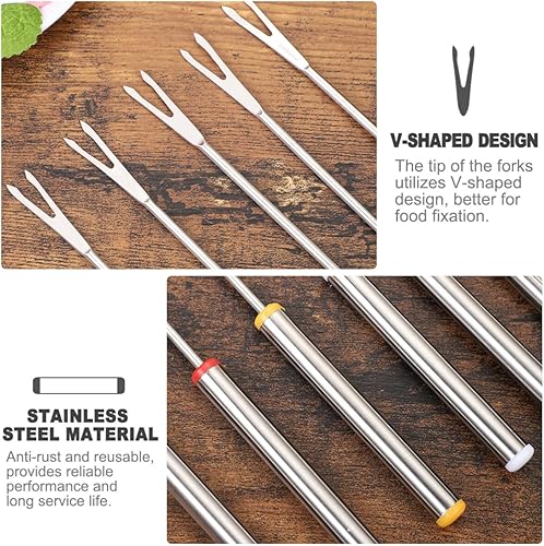 Miniatura 3 de STOBAZA 12 tenedores de fondue de acero inoxidable de 9.4 pulgadas, palitos de fondue de queso, utensilios de cocina, tenedores de alimentos con