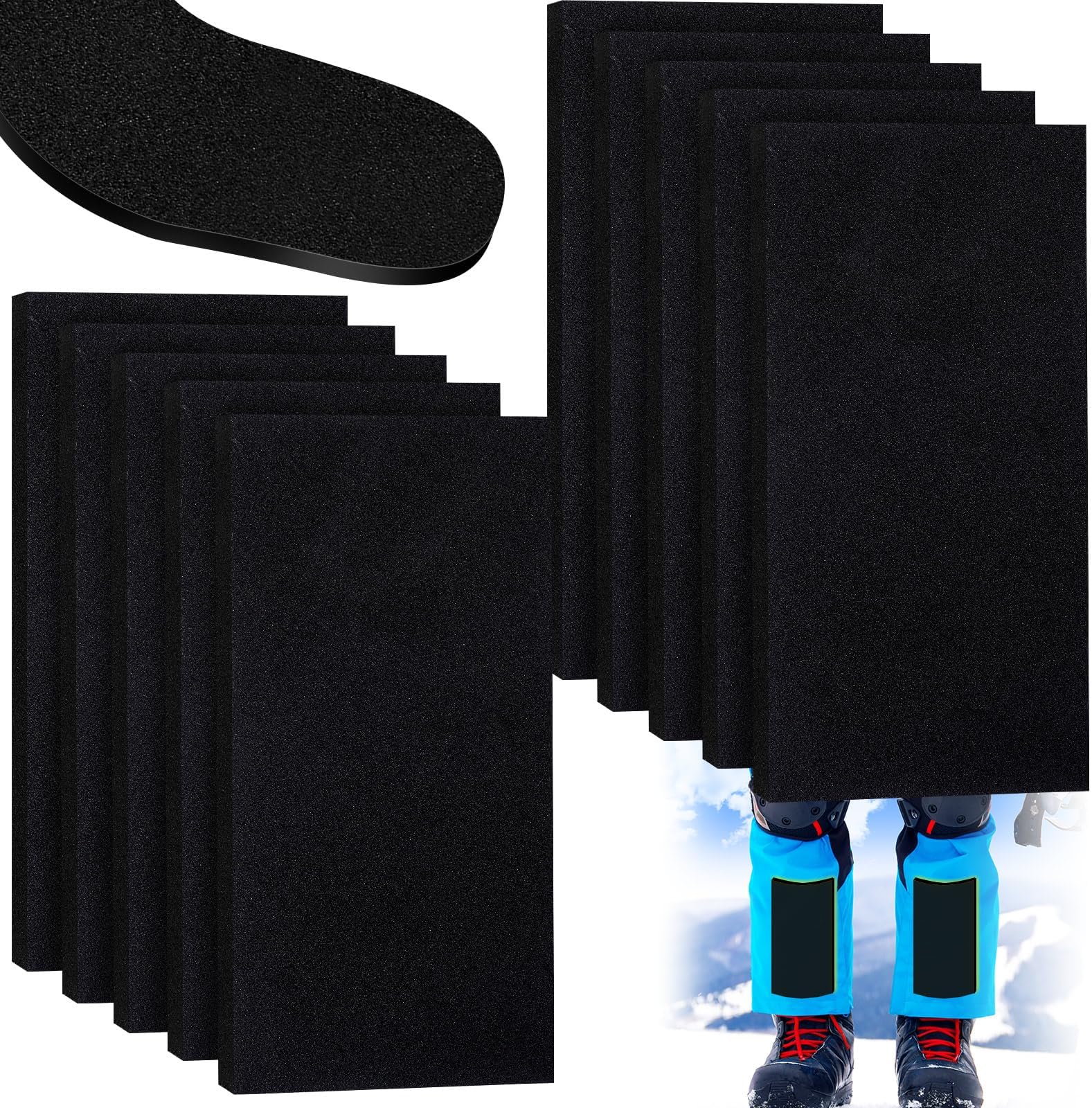 Liliful 10 Pcs Skiing Shin Guards Snowboard Shin Pads Sports Protector Self Adhesive Leg and Foot Bang Pads Protection Ski Boot Liner Shims for Winter Skiing Snowboarding