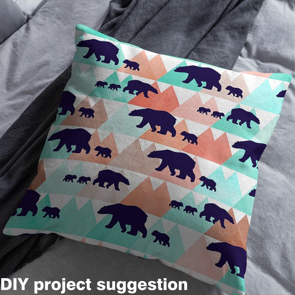 Bären Polsterstoff für Stühle Berge Meterware Abstrakter Geometrischer Dekorationsstoff Wilde Tiere Drinnen Draußen Stoff Dreieck DIY Kunst Wasserdichter Stoff Rotgrün 276 x 150 (HxB)
