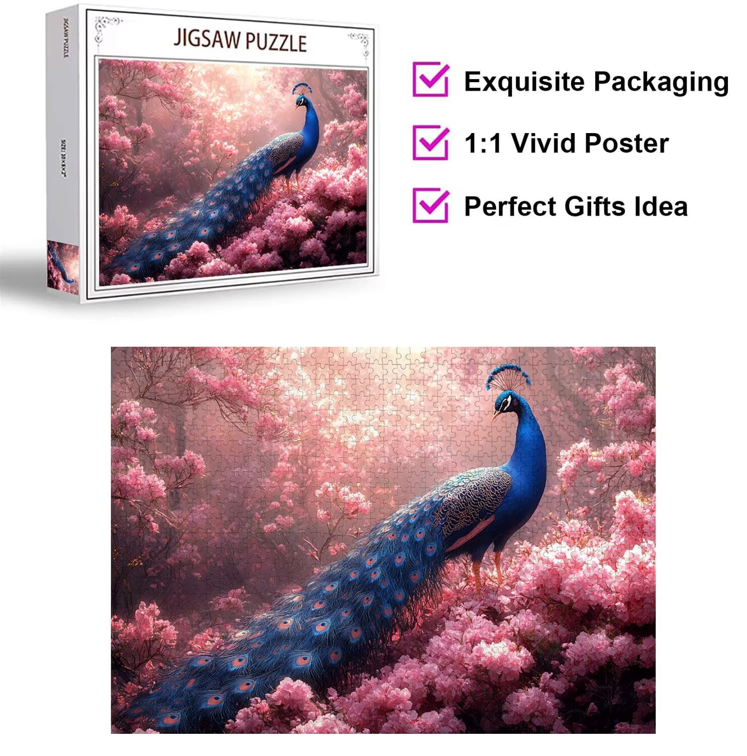Puzzle dla dorosłych 6000, paw kwiat wiśni, 179 x 105 cm, n-358