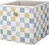 Cubo de almacenamiento de tela plegable a cuadros coloridos, con ojal metálico dorado, plegable, cesta organizadora para hogar, clóset, recámara 1