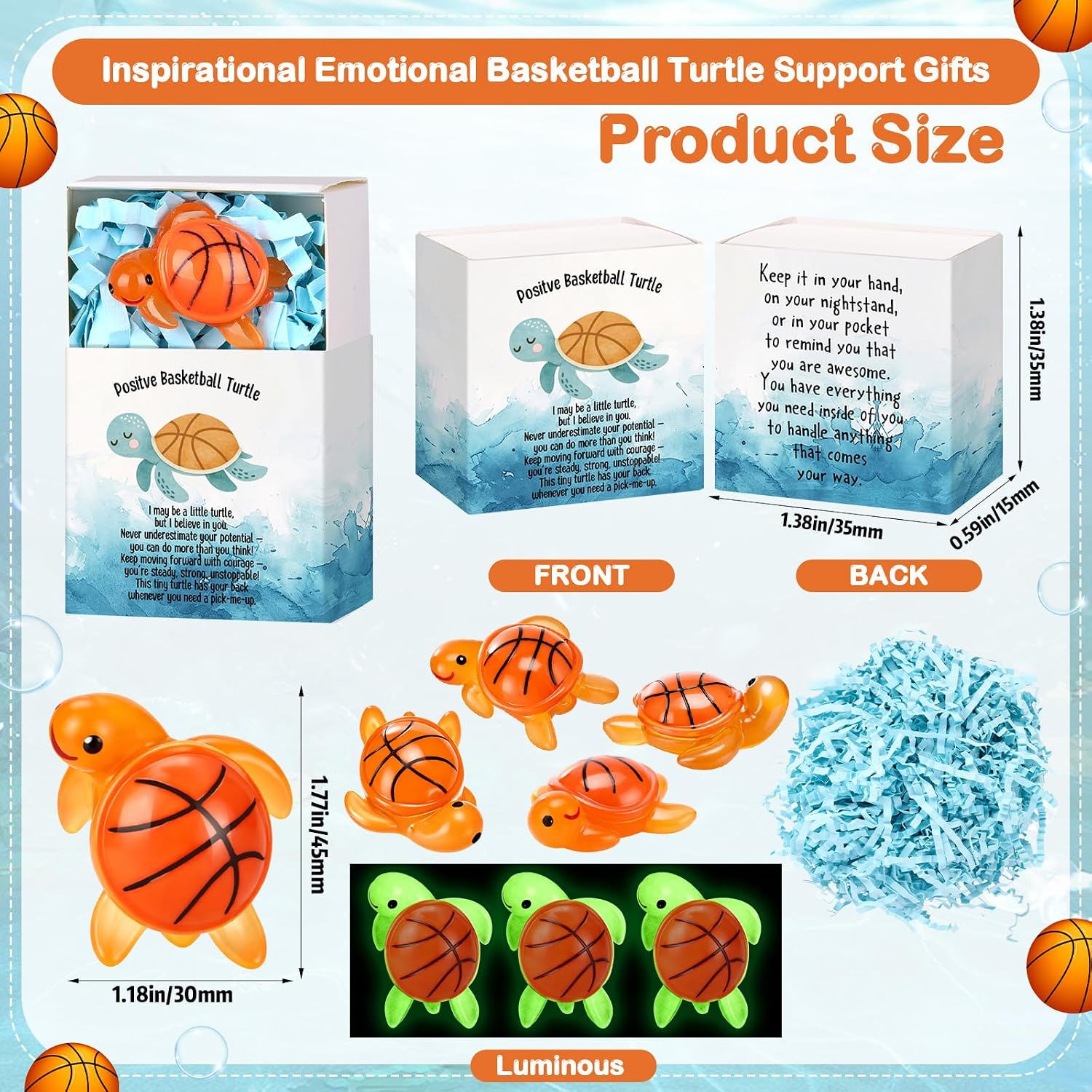 Amyhill 20 Set Orange Basketball Turtle Gifts Bulk, Glow Team Favors image 2