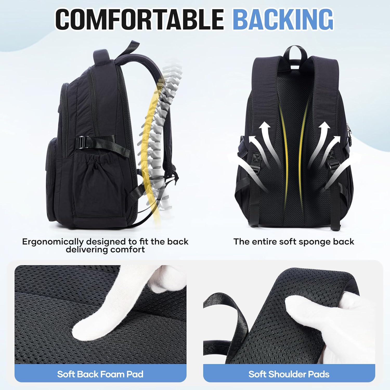 School Backpack For Girls Boys 14 Inch Laptop Backpack For Women Bookbag For Men Waterproof Lightweight Backpack For College Middle High School Bag Travel Daypack Black