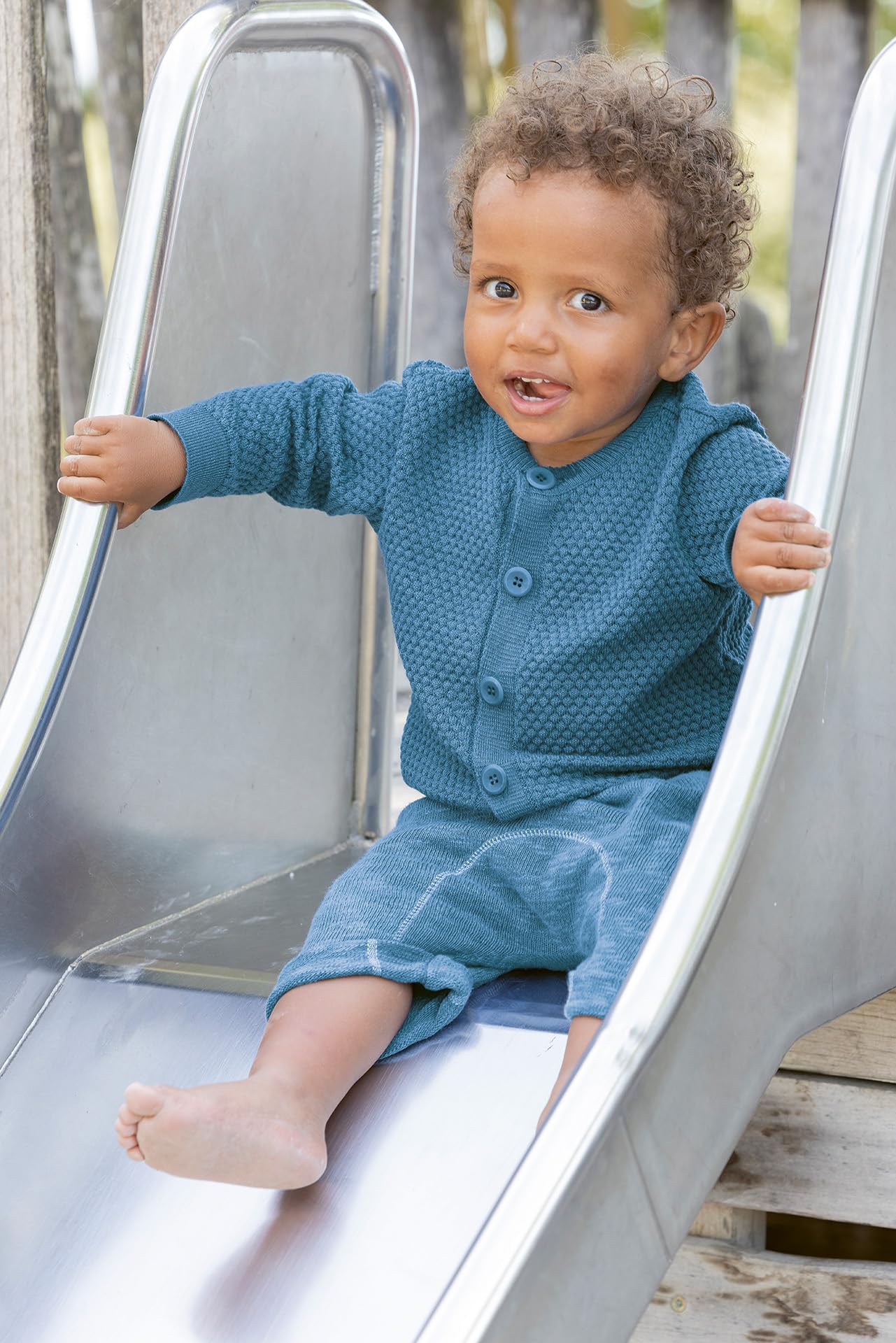 Disana WABENSTRICK-Jacke Kinder Sommer-Jacket | 100% Bio-Merinowolle | Frühjahr Sommer Herbst | Knopfleiste | Baby Kleinkind Kind Unisex | Made in Germany | GOTS IVN Zertifiziert