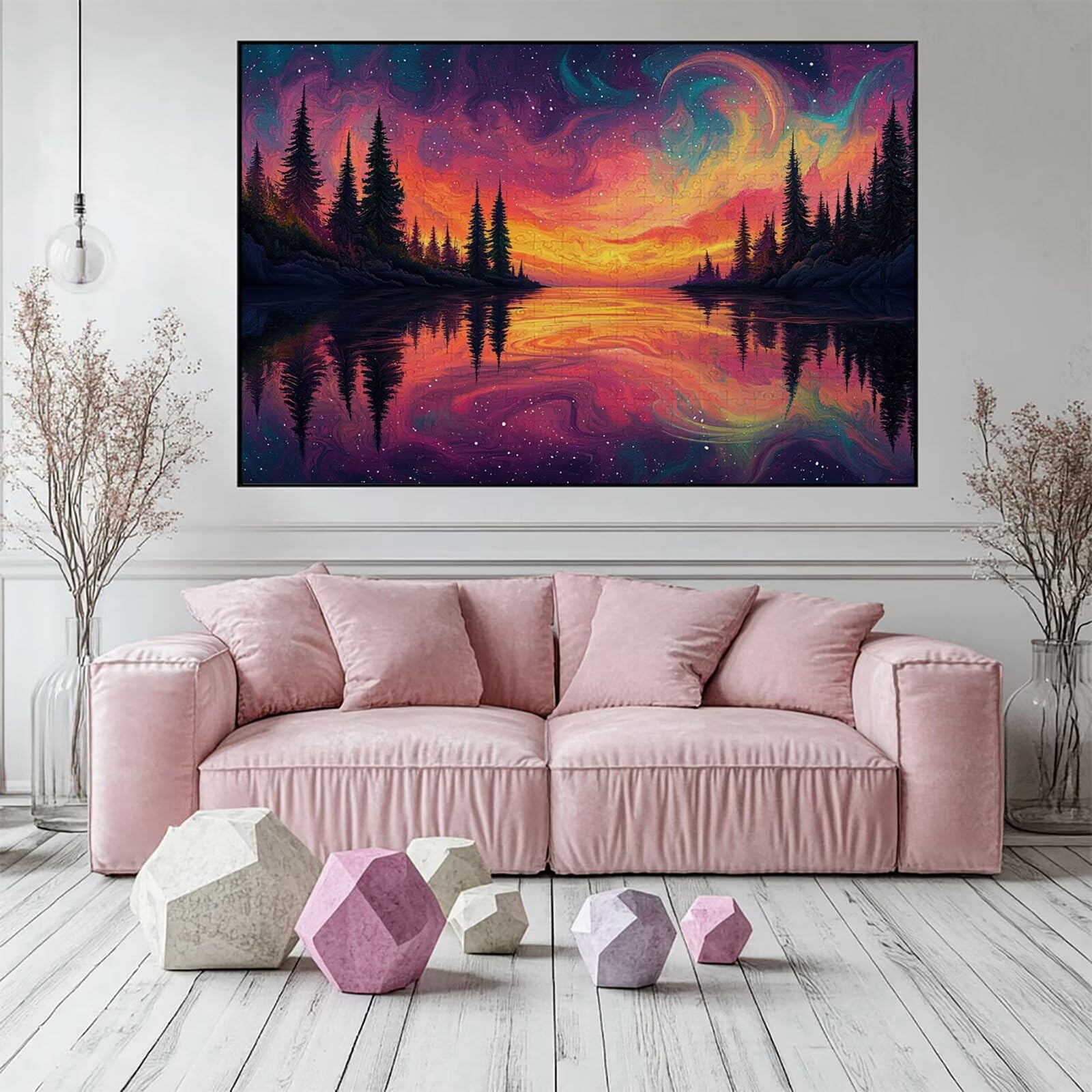 Puzzle 3000 elementów leśnych puzzle dla dorosłych jezioro 122 x 81 cm Unikalne rzemiosło klasyczne 3D drewniana układanka do rodzinnych gier aktywnych, układanka do samodzielnego wykonania nawet do