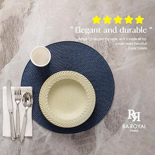 Miniatura 2 de Juego de 6 manteles individuales redondos tejidos de plástico, lavables y lavables para mesa de comedor, resistentes al calor, antideslizantes,