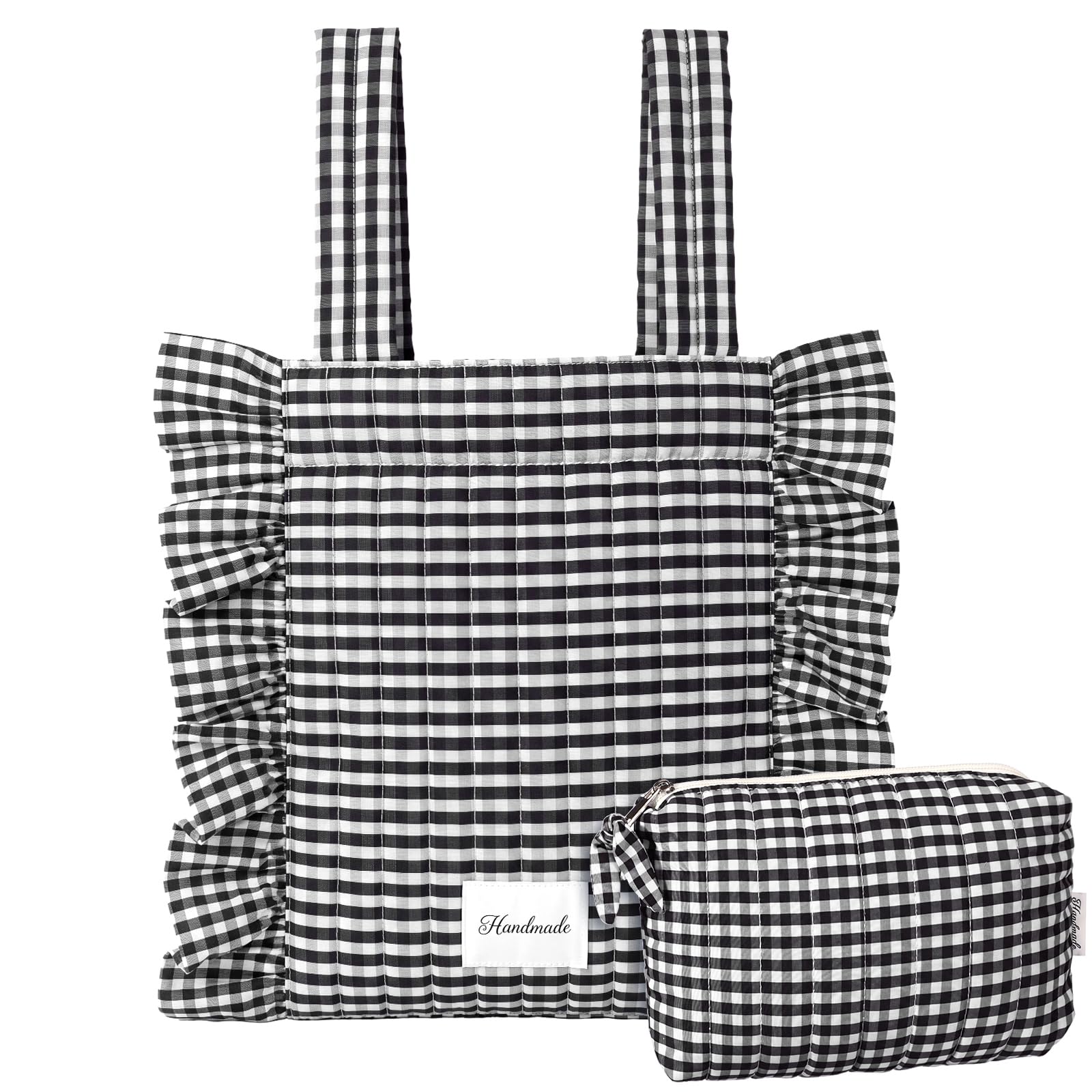 Abbylike Plaid Stroller Bag Stroller Organizer, Black White โ image 1