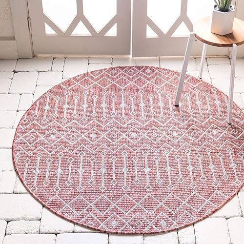 Vista 635 de Unique Loom Alfombra Colección enrejado Marroquí Celosía Transicional Interior y Exterior, Polipropileno Gris carbón/natural