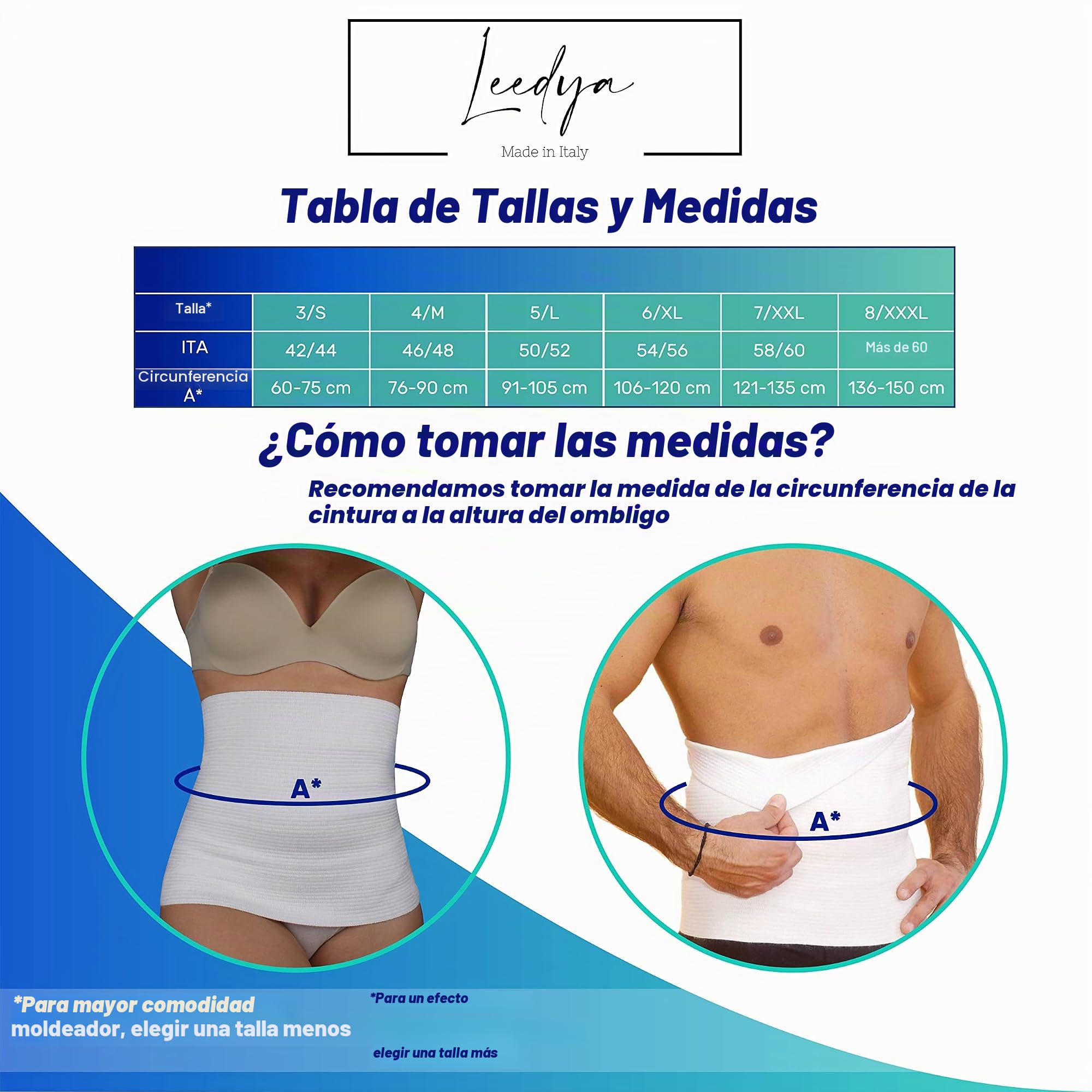 Leedya Faja lumbar elástica, fabricada en Italia, cinturón elástico para hombre y mujer, altura 31 cm, algodón transpirable, unisex, soporte de espalda y abdomen, ideal para verano y dolor de espalda