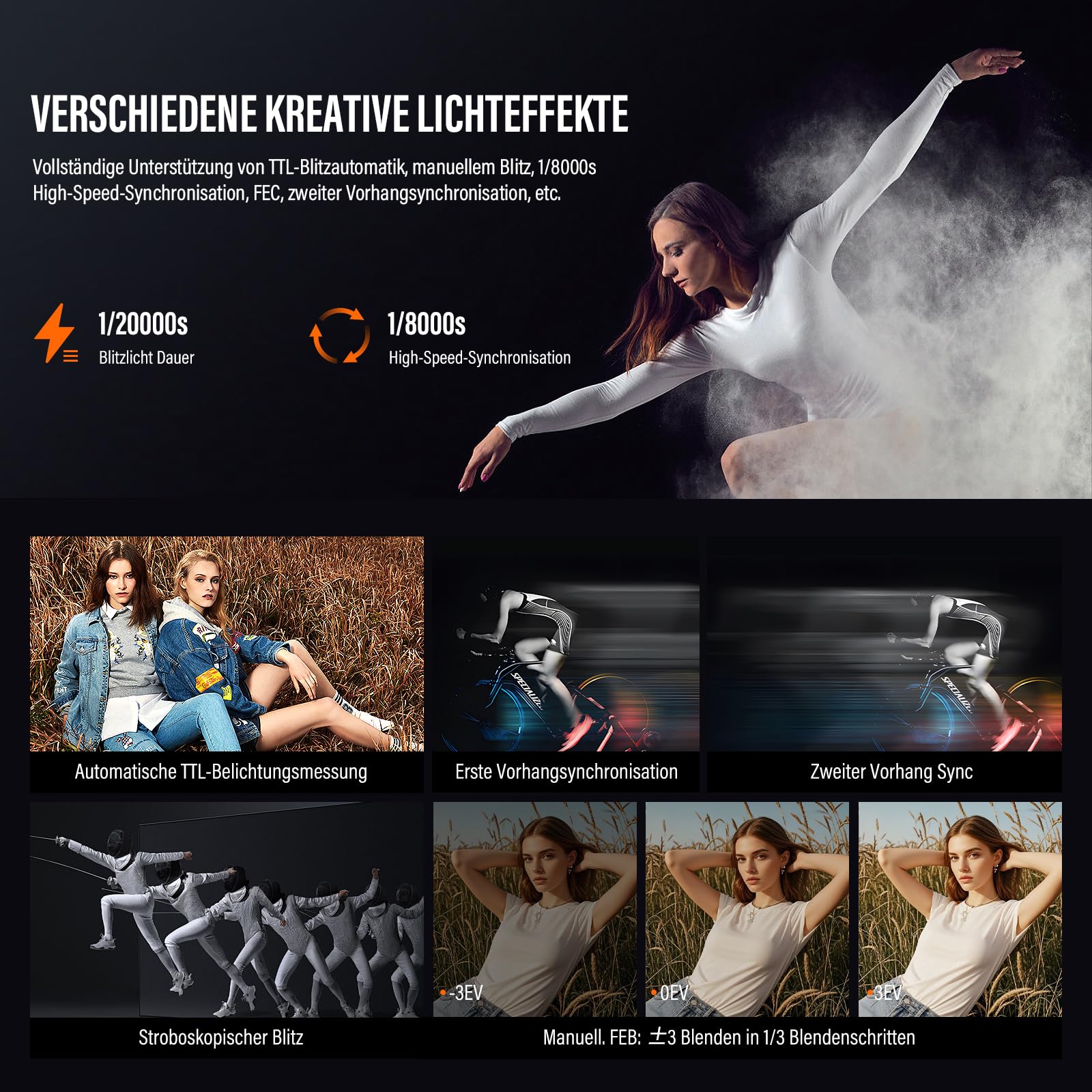 Godox V1F Flash Speedlite 76Ws 2.4G Alta Velocità Sync 1/8000s 2600mAh Li-Ion Akku per Fotocamere Fuji