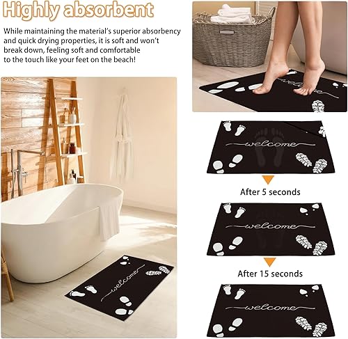 Miniatura 6 de Mogifedc Tapete de bienvenida para puerta delantera, diseño de pantuflas con huellas, decoración de interiores, entrada, interior, antideslizante,