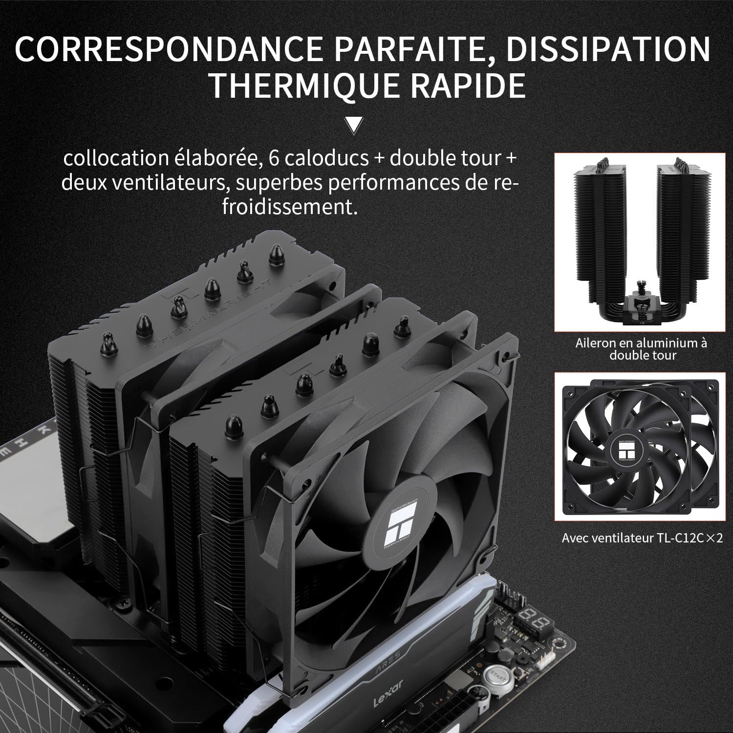 TR Peerless Assassin TL-C12C 120 SE Nero, 6 Condotti di calore, 2 Ventole PWM, Raffreddamento CPU 155 mm, AM4/AM5 e Intel LGA 1851/1700/1150/1151/1200 (PA120SE NERO)