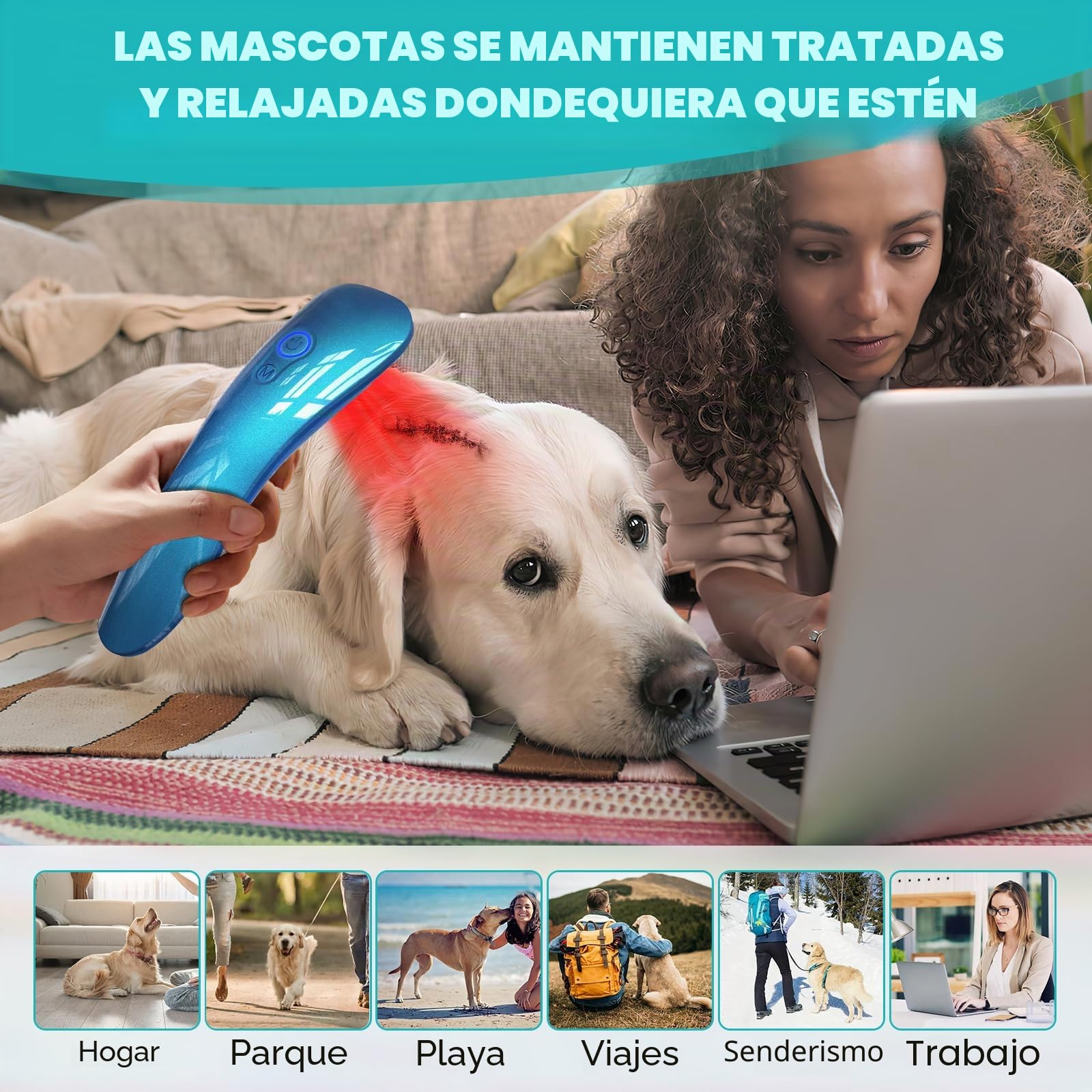Terapia láser para perros, dispositivo de terapia de luz roja portátil con 18 x 620 nm para músculos de mascotas, cadera y artritis articular, alivio del dolor, cuidado de heridas, problemas