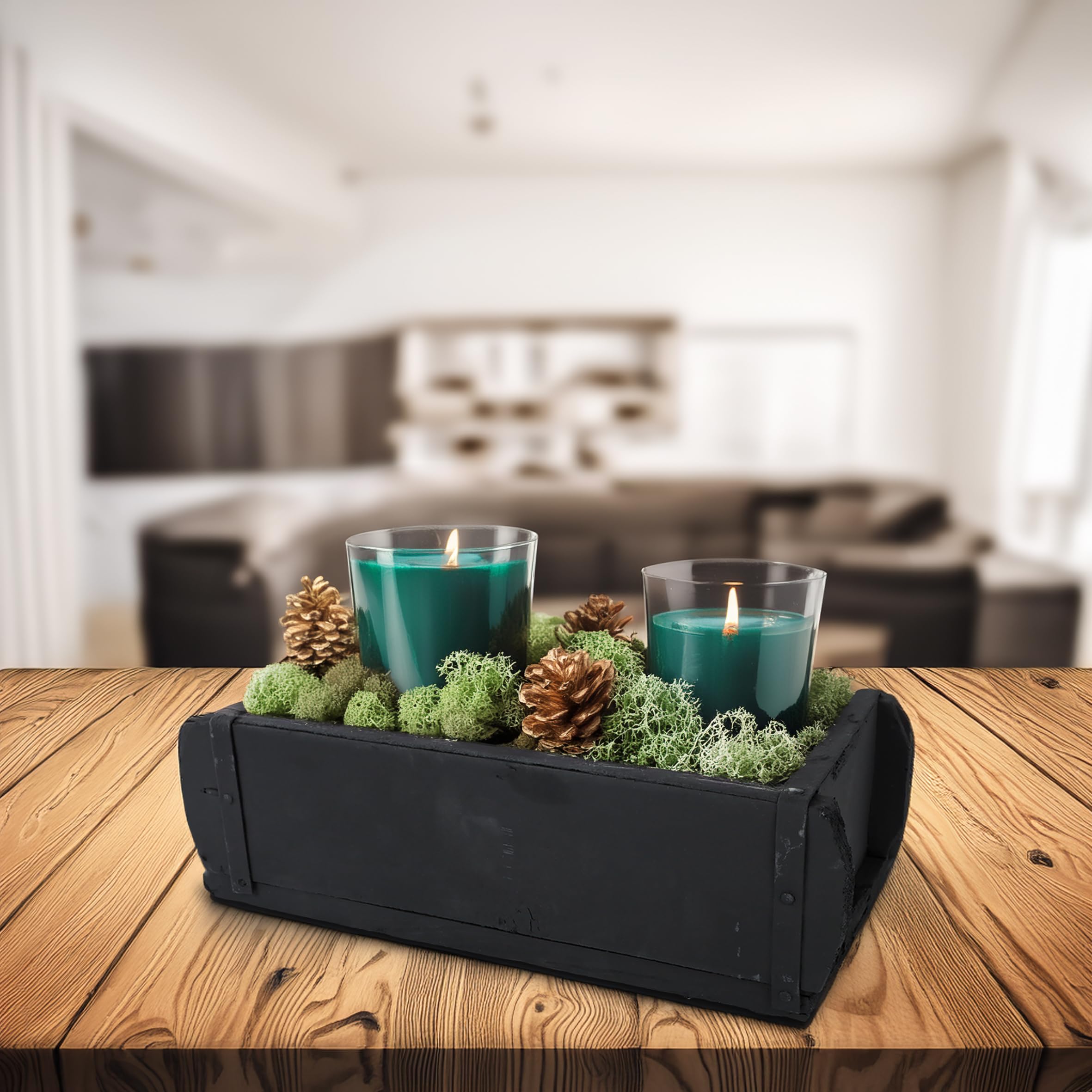 Spetebo Scatola Decorativa Vintage A Forma Di Mattone 30x15x9 Cm - Legno Anticato Con Ferro Arrugginito
