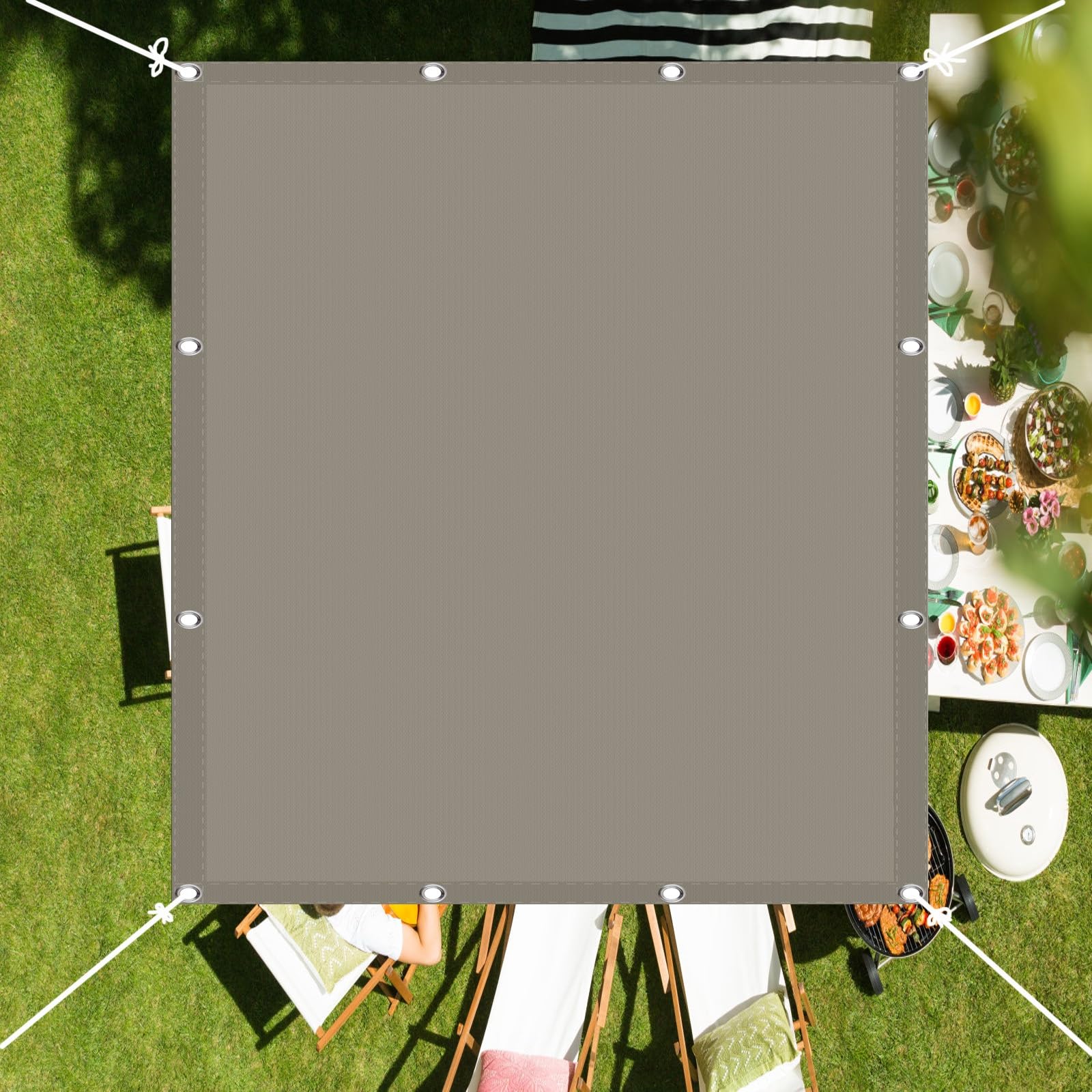Auvent de jardin d'angle droit 3,5 x 5 m durable pour protection UV de terrasse