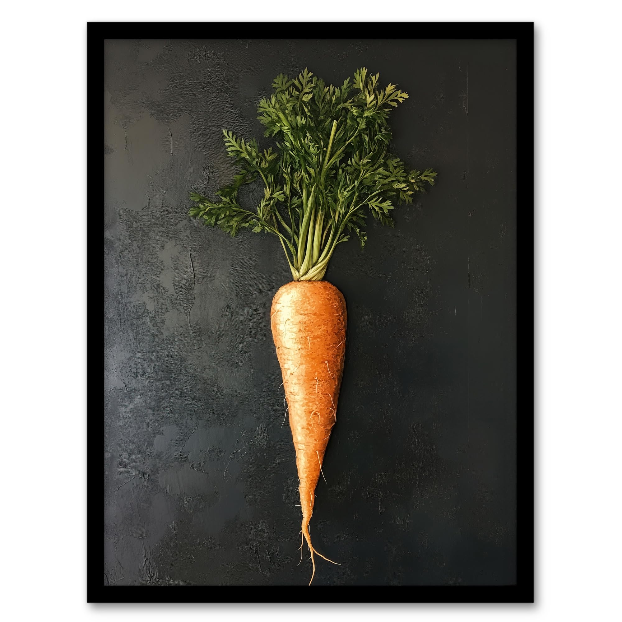 Artery8 Carrot Vegetable on Black Slate Board Painting Kitchen Artwork Framed Wall Art Print 18X24 Inch