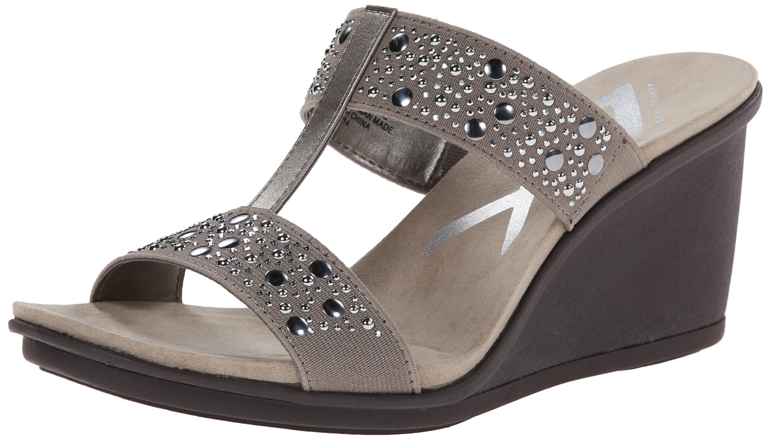 Anne Klein Sport Women's 7Ensio Fabric Wedge Sandal, Black, 10 M US