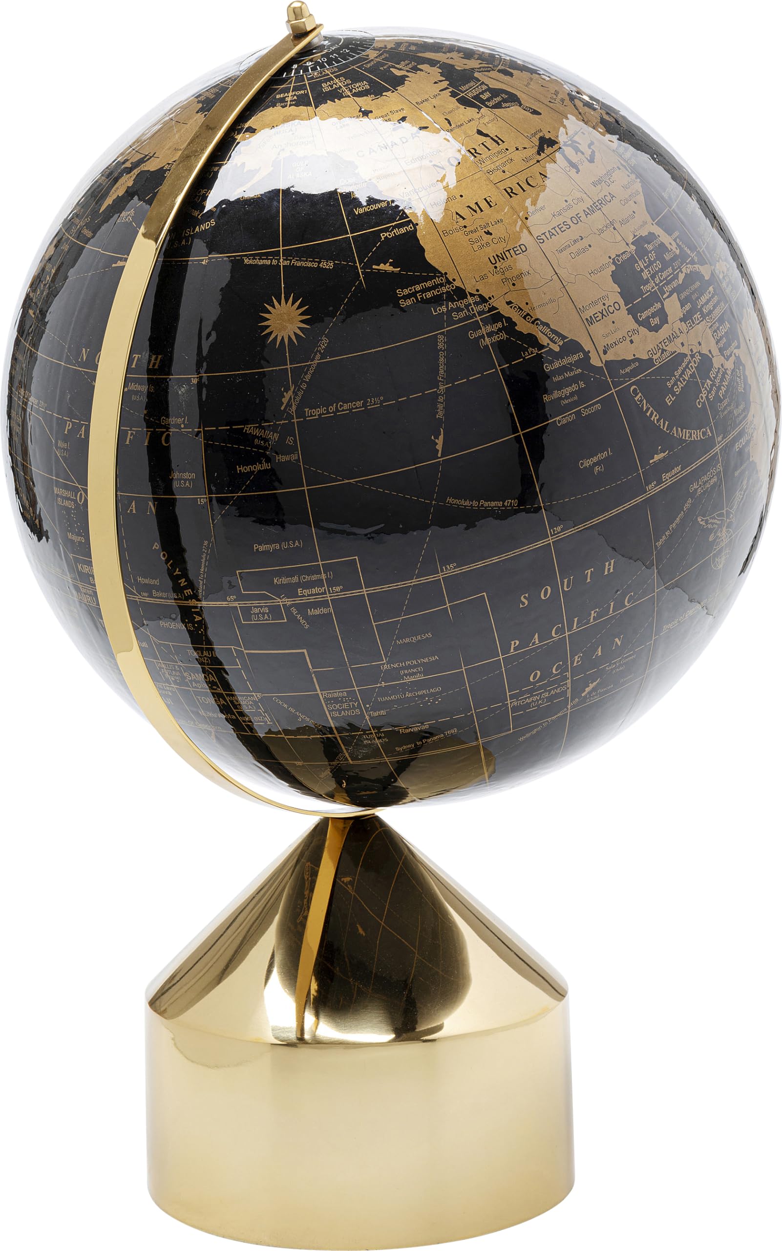 Kare Design Deko Objekt Globe Top, Schwarz, Gold, Globus, Edelstahlgestell, Deko für Wohnzimmer, Bücherregal, 47x30x30 cm (H/B/T)