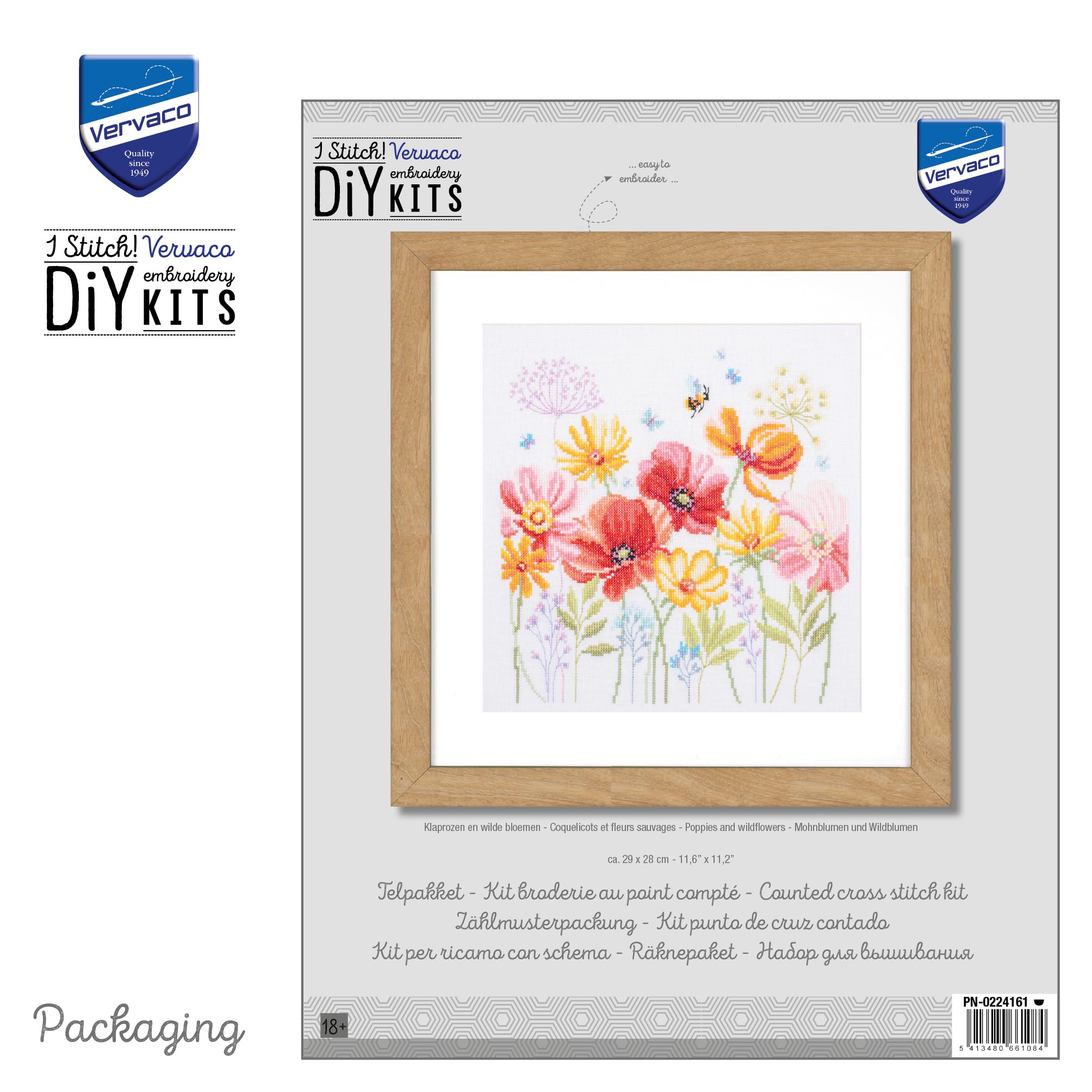 Vervaco Kits De Punto De Cruz Contado Cuadros Decoracion DIY Creativo KitAMAPOLAS Y FLORES SILVESTRES Manualidades Arte De Pared Bordar Kit Principiantes Regalo29 x 28 cm Cross Stitch Embroidery