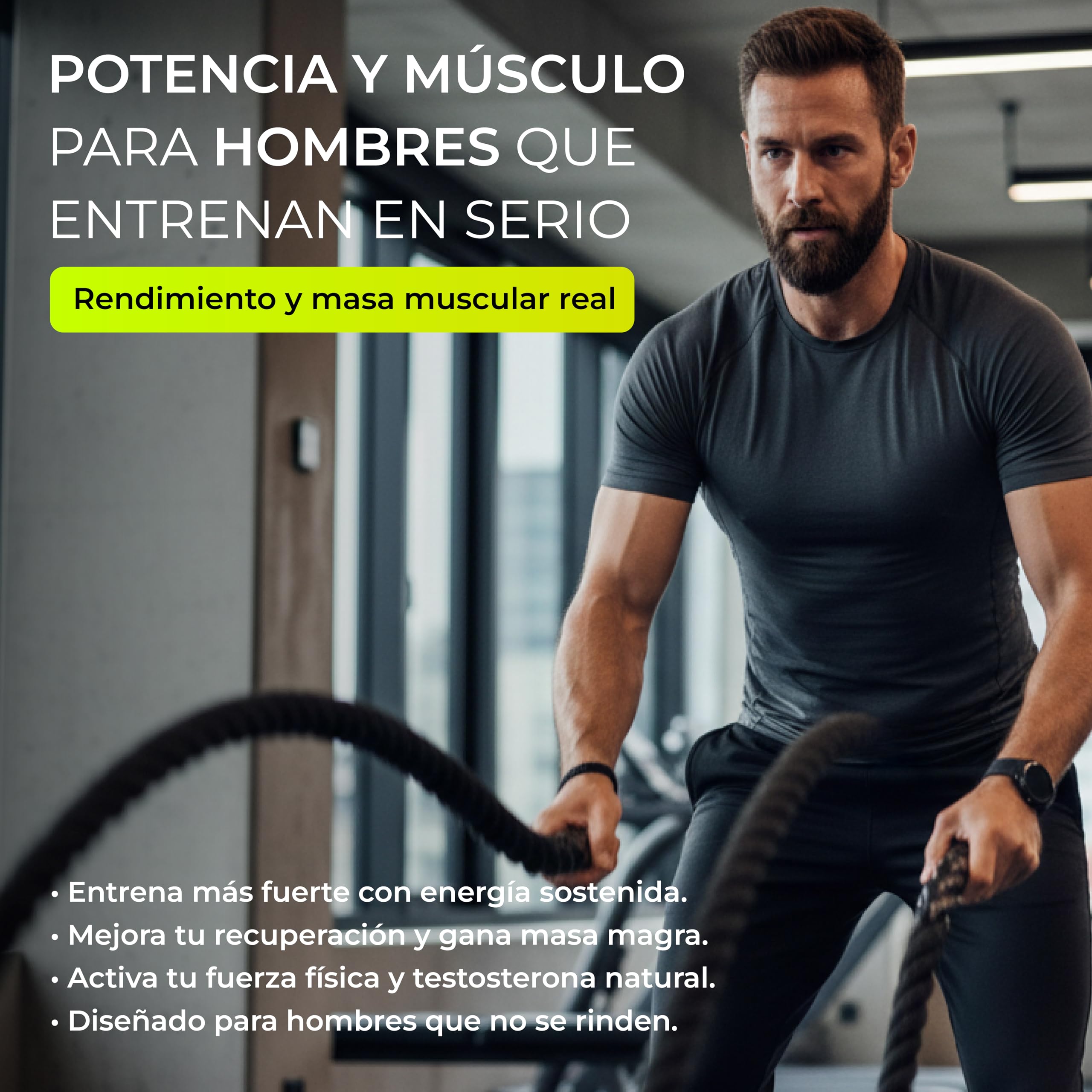 Testosterona Hombre con Maca Negra 10:1 2300 mg – Fabricado 100% en España - Ashwagandha KSM-66®, Ginseng y Zinc – Testosterona Natural Pura, Energía, Rendimiento y Fuerza