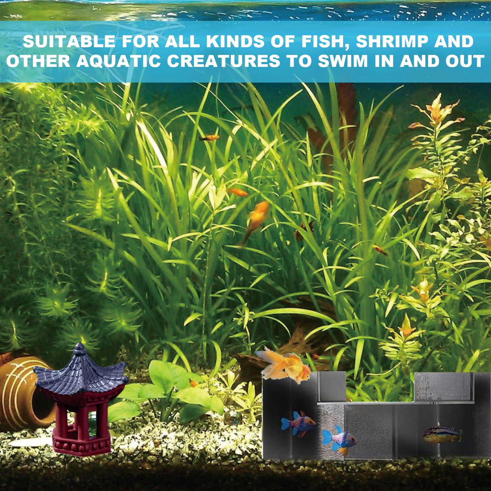 ZPSCXQ 2 Pcs Aquarium Tunnel Decoration Set, Micro Landscape Fish Tank Corner Tunnel Cave for Shrimp Cichlids, Betta - Image 4
