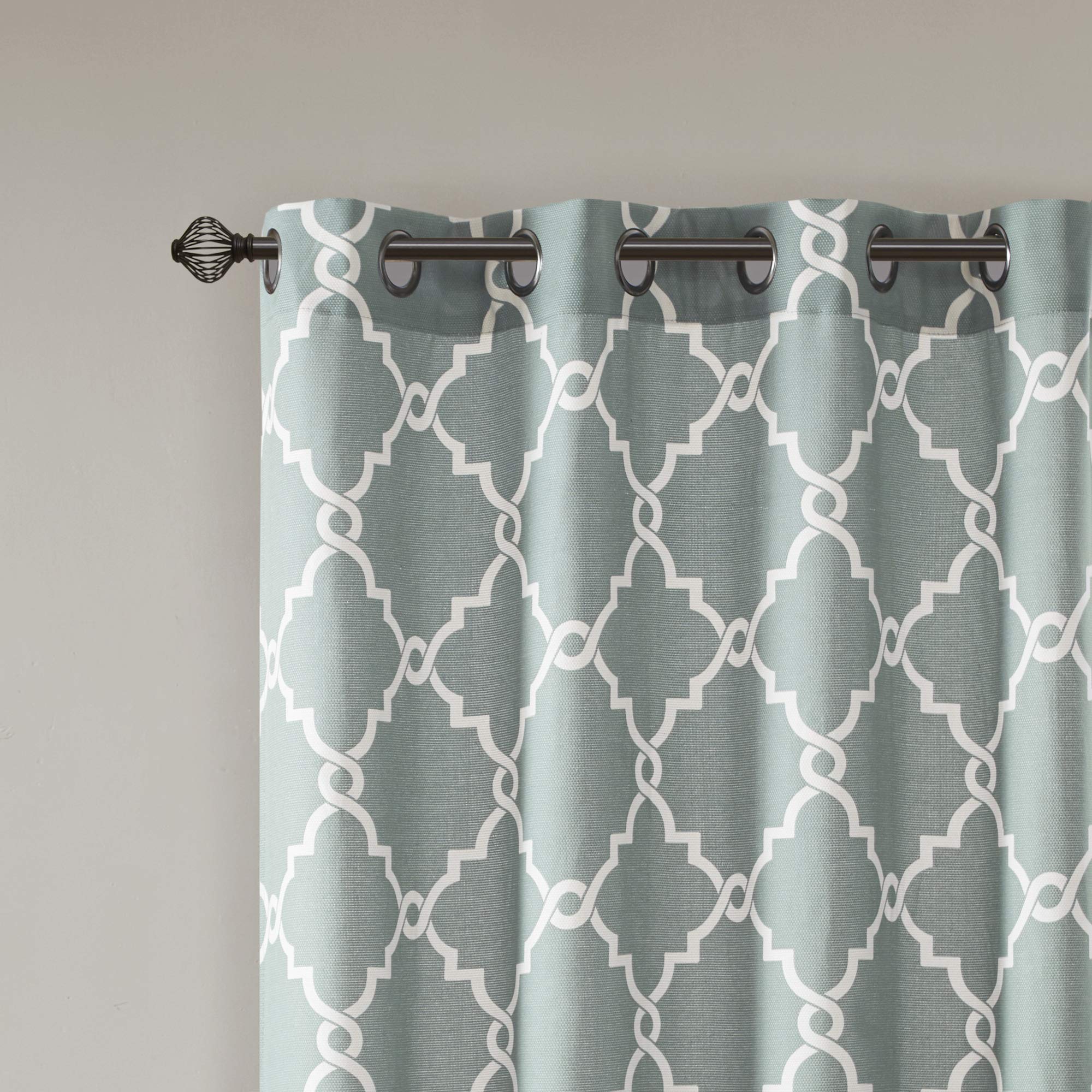Madison Park Single Window Curtain Light Filtering Fretwork Print 1 Panel Grommet Top Drape/Valance for Living Room Bedroom and Dorm Polyester Blend - Image 4