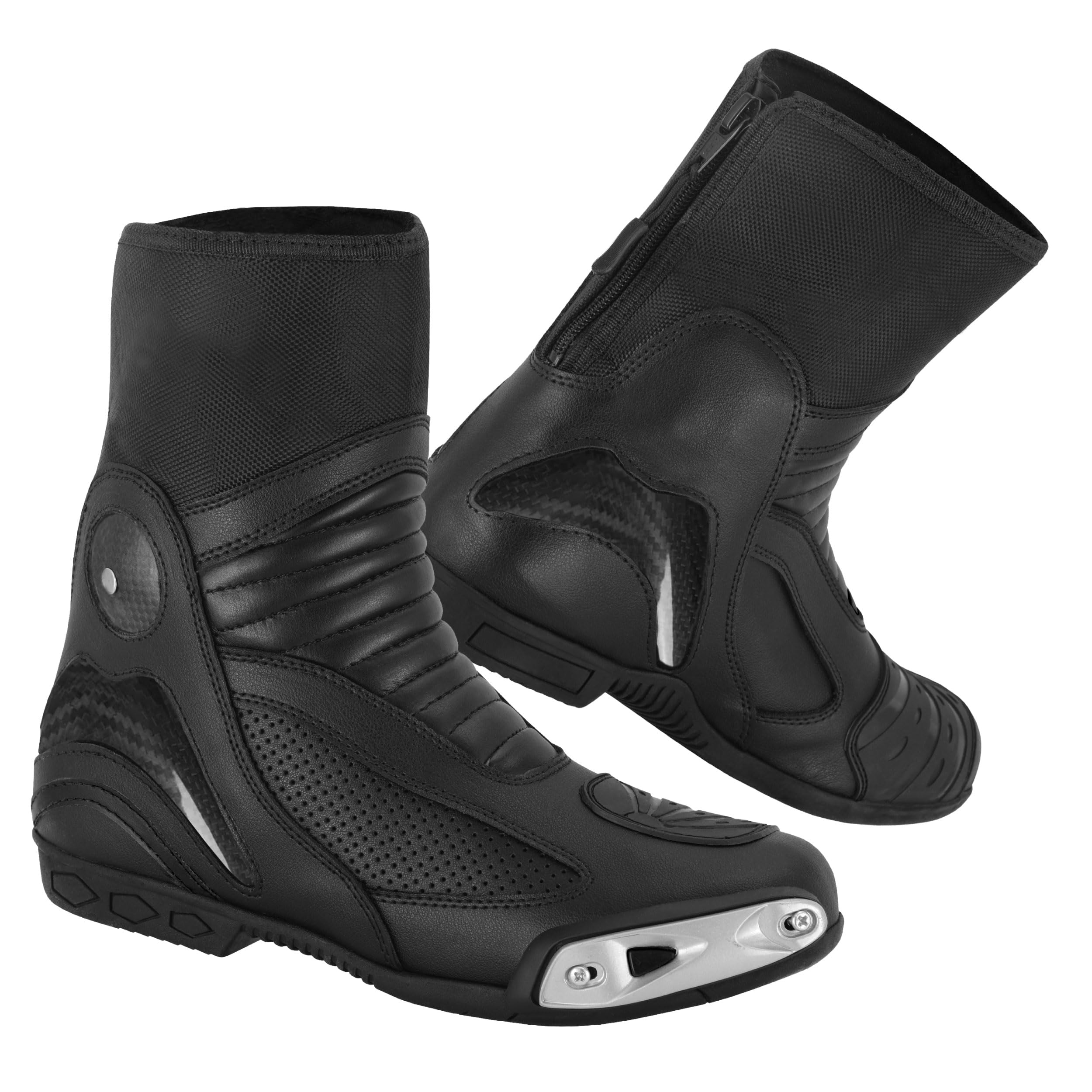 Hive Moto Leather Motorcycle Shoes with Rubber Sole Men's Protective Leather Rider Motorcycle Boots Men Motocross Boots CE Approved (Black, US Footwear Size System, Adult, Men, Numeric, Medium, 14)