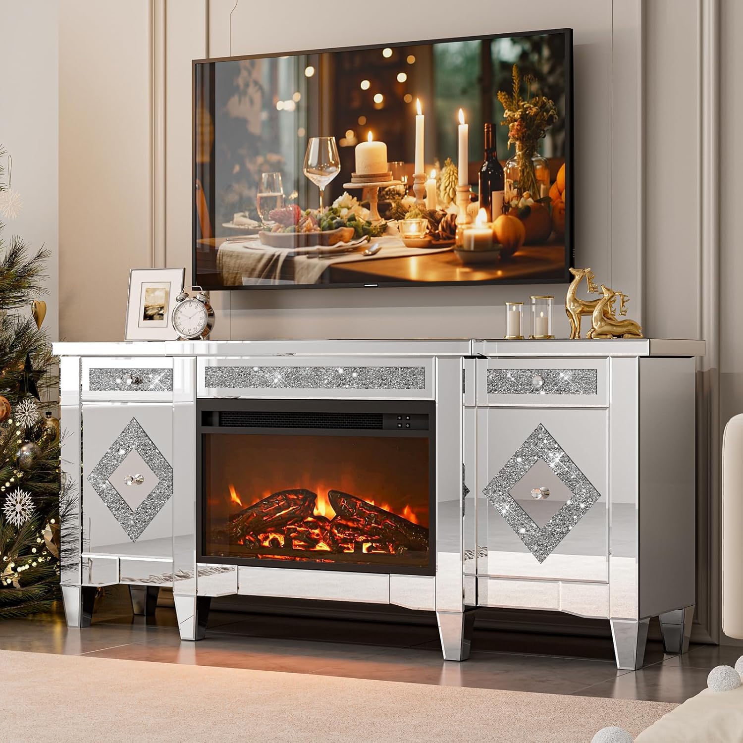 SKAM DUST ft. Awich CATCH THE FIRE7インチ Amazon.com: IKIFLY Mirrored TV Stand with Fireplace for 65+ inch