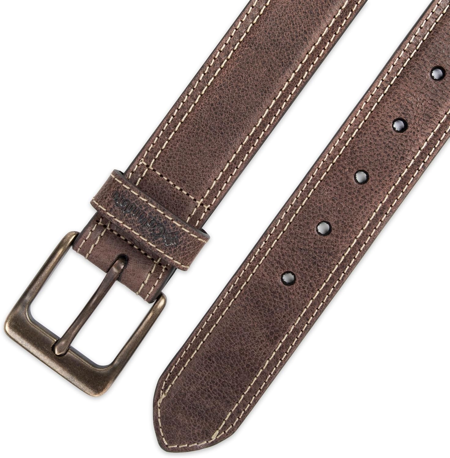 Columbia Men's Leather Classic Brown & Tan Casual Belt for Jeans, Khakis, Chinos - Image 5