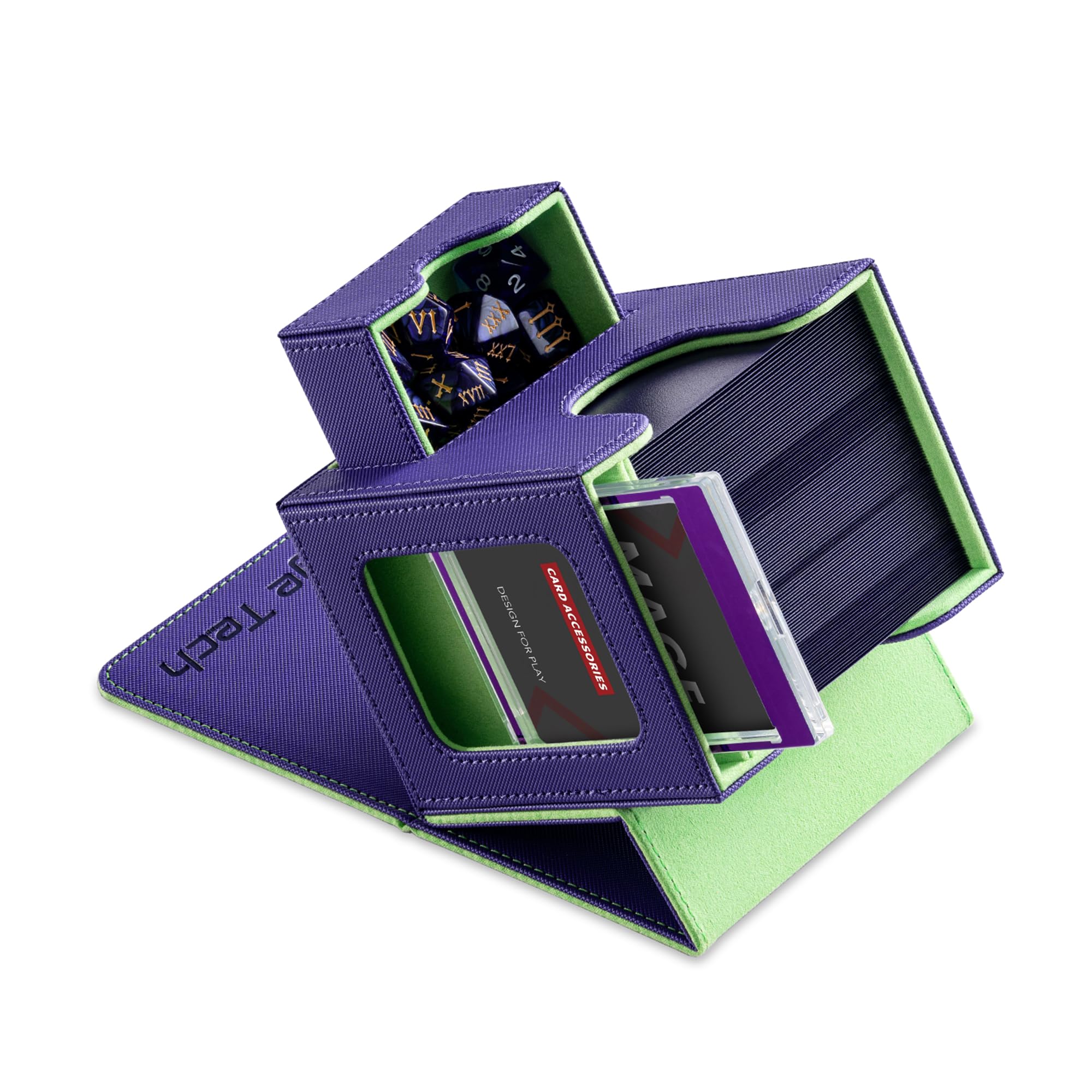 Amazon.com: Mage Tech Card Deck Box for MTG Commander - Patented Design,  Commander Display, Fits 100 Double-Sleeved Cards, 35pt Card Brick & Dice  Tray