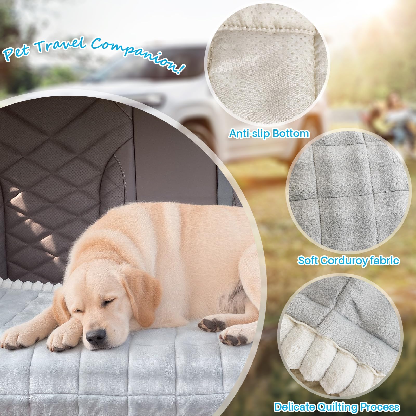 Backseat Pet Bed Mat, Truck Plaid Dog Bed for Car Back Seat Deluxe Dog Seat Covers, Non-Slip Travel Pet Mat - Image 2