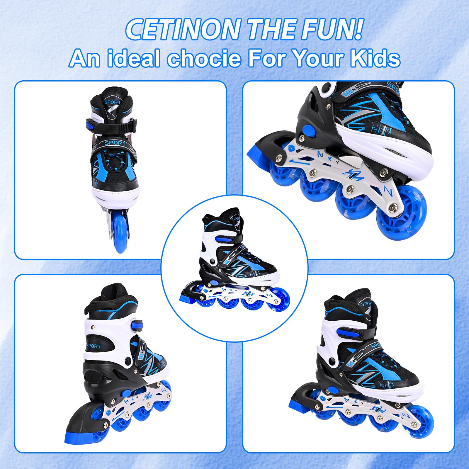 Pattini In Linea Regolabili Per Bambini Con Ruote Luminose - Per Principianti Interno Ed Esterno - Foto 7