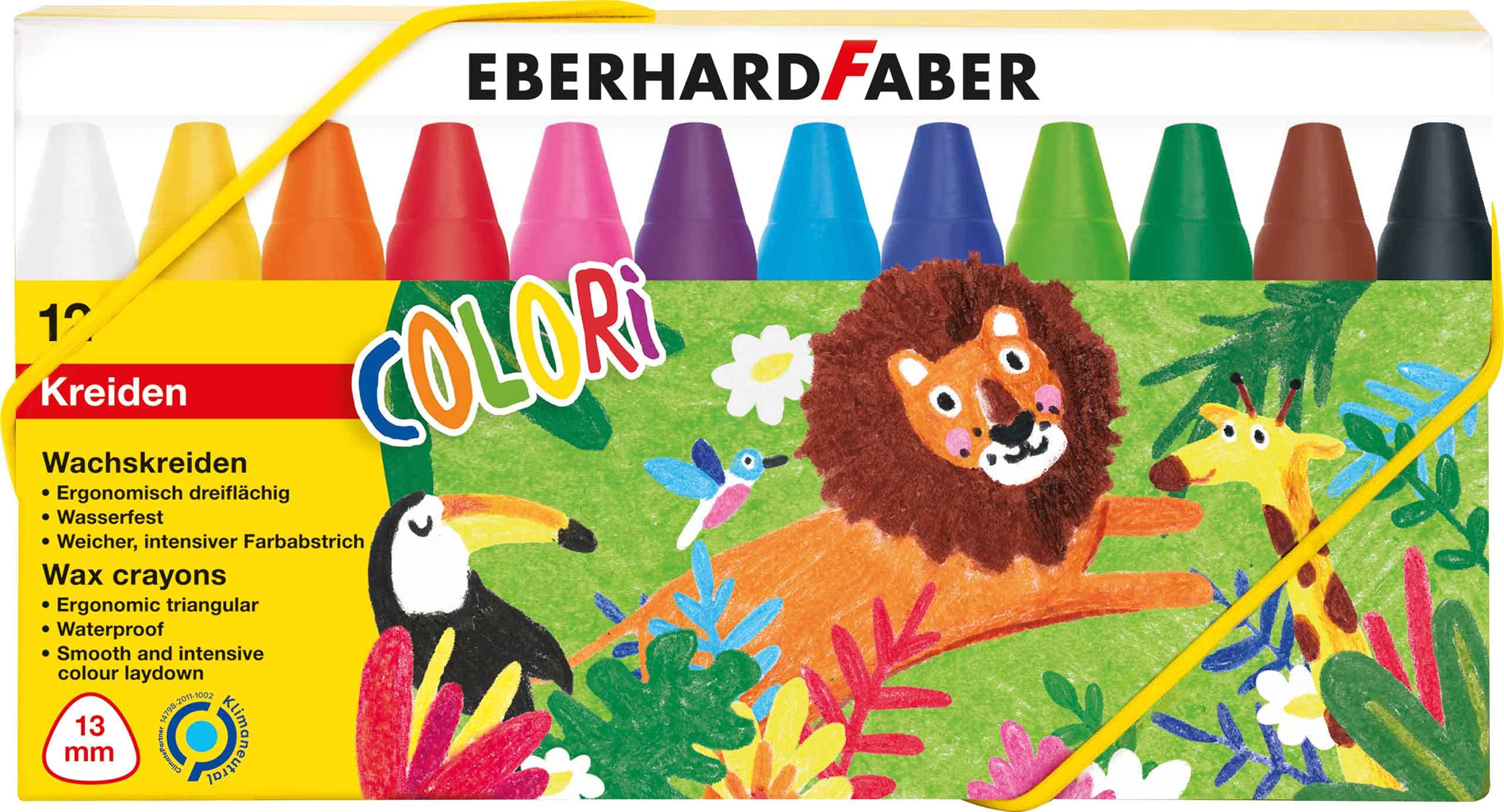 Eberhard FaberColori 524010 Wax Crayons, 12 Waterproof Wax Crayons in Cardboard Case