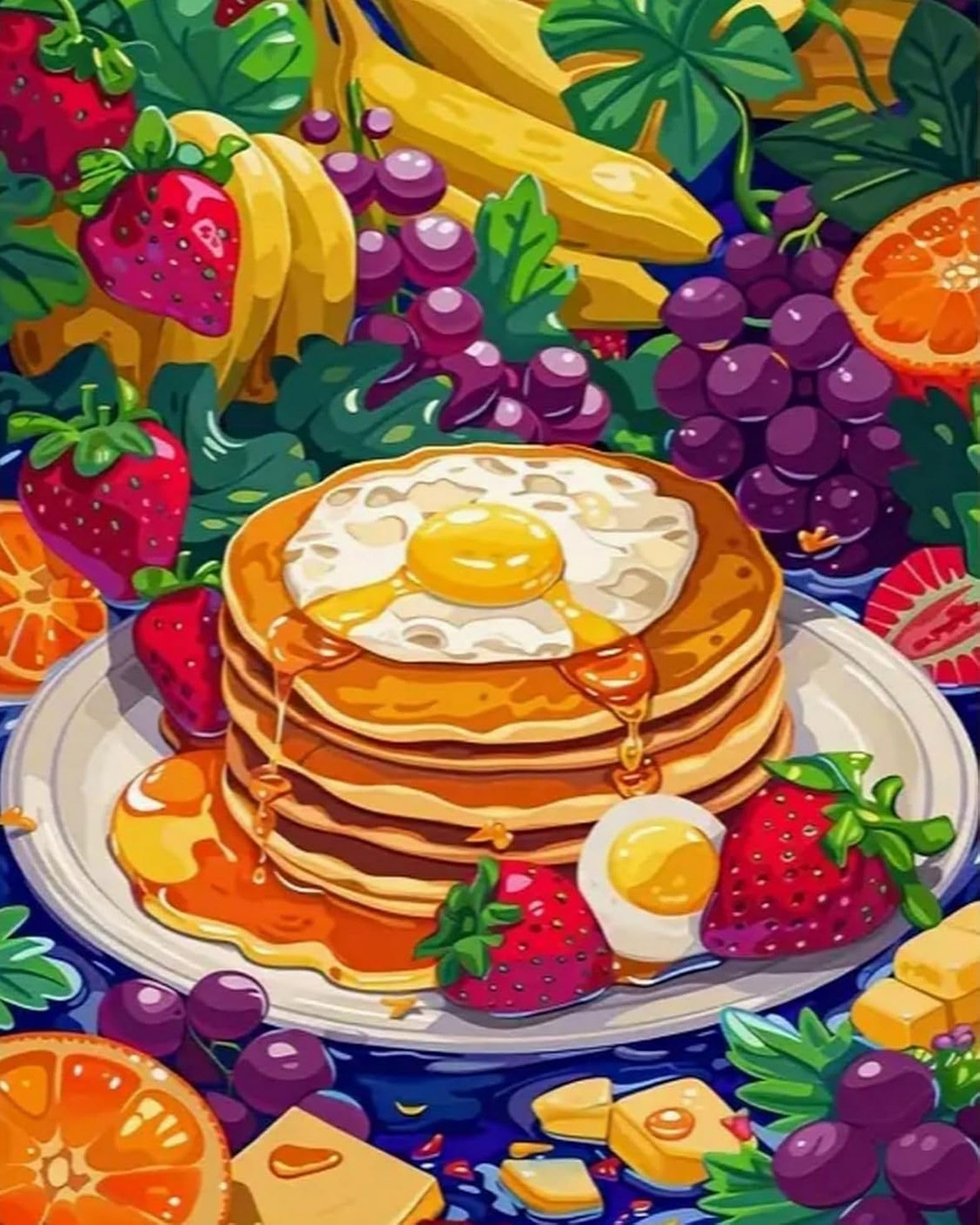 LEYIUYIU Kit punto croce stampato semplice fai da te per principianti adulti 11CT motivi di ricamo a mano decorazione della parete di casa - Delizie di frutta - 40x50cm