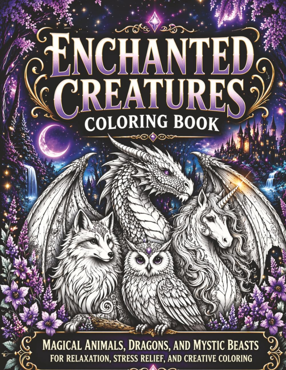 Enchanted Creatures Coloring Book: Magical Animals, Dragons, and Mystic Beasts for Relaxation, Stress Relief, and Creative Coloring (The Enchanted Coloring Collection)