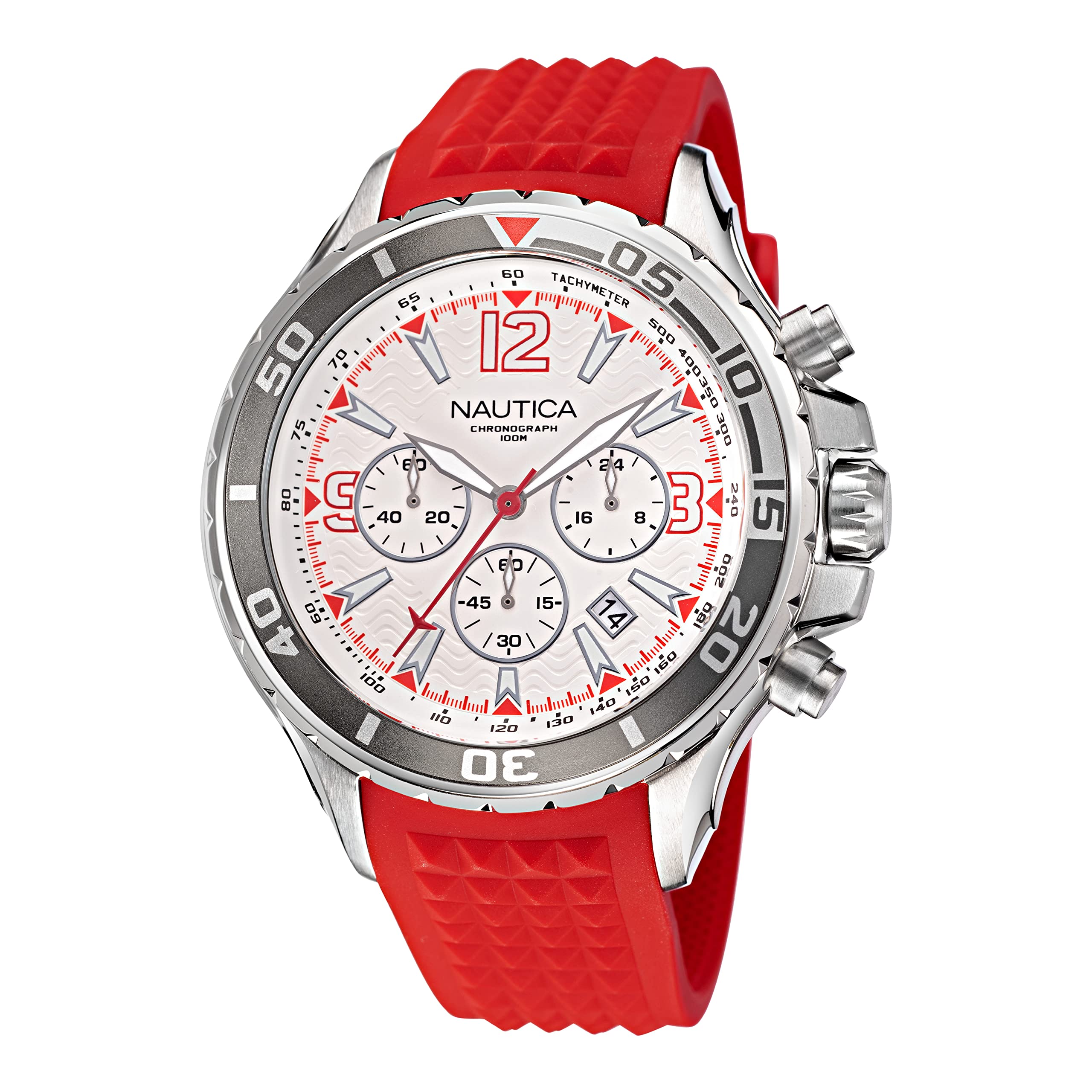 Nautica Mens NAPNSS215 NST Grey/White/Red Silicone Strap Watch, Red (B09Q6HQXPY) Amazon Price History, Amazon Price Tracker