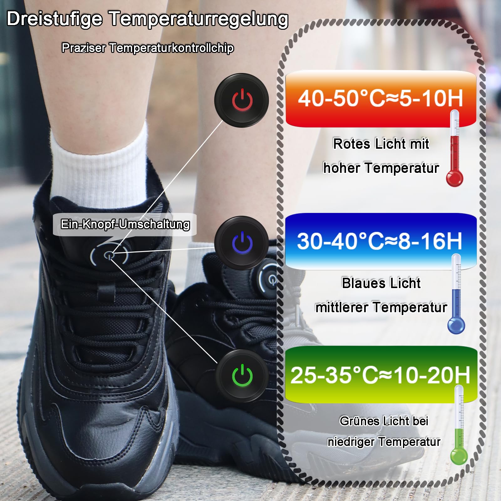 Chaussures de Sport chauffantes Rechargeables USB,Chauffantes pour Hommes et Femmes, Chauffe-Pieds électrique à 3 Vitesses de température, Running Sneakers Voyages d'hiver Alpinisme