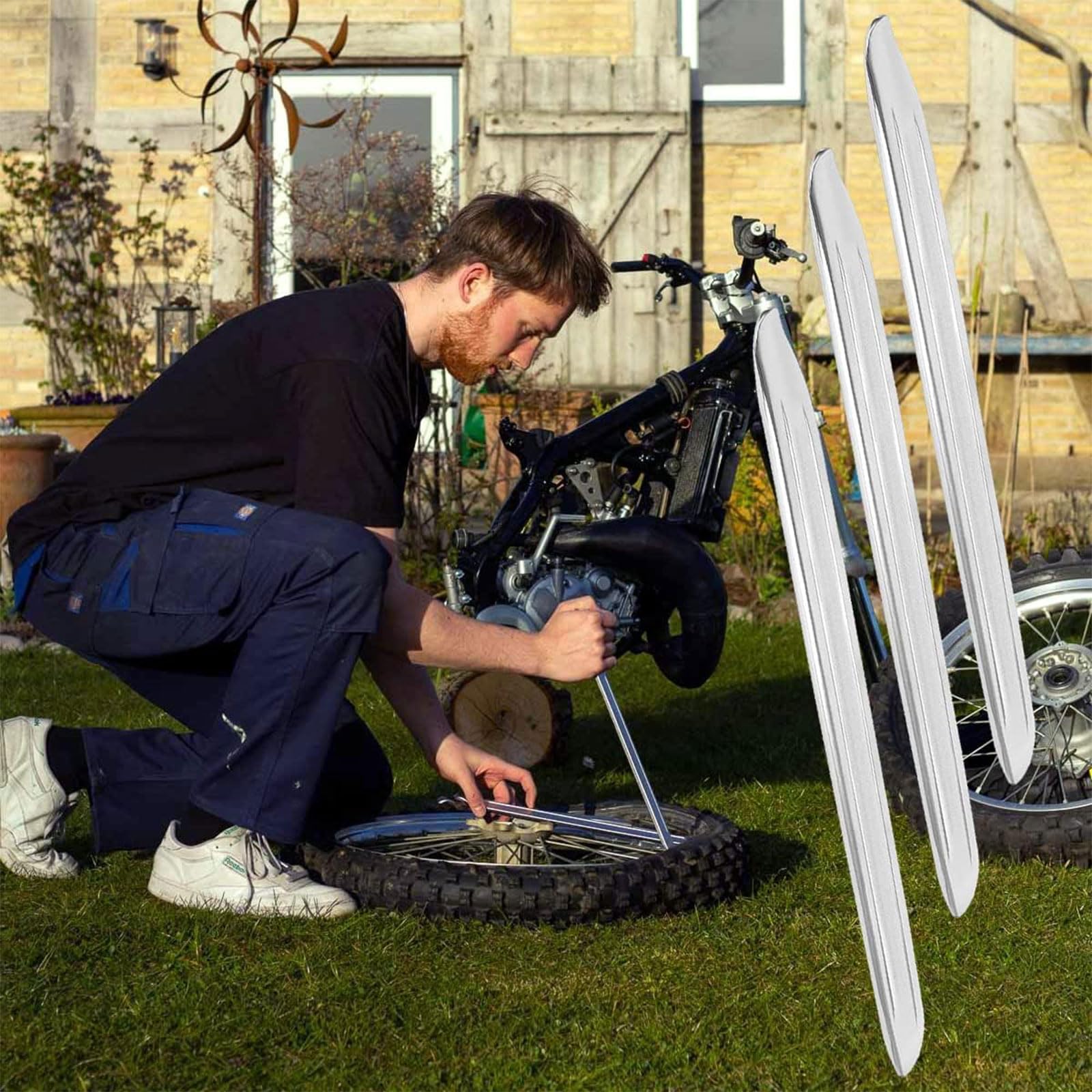 Leviers De Montage Pneus - Lot De 3 - 30 Cm - Acier Chromé - Pour Voiture, Moto, Vélo