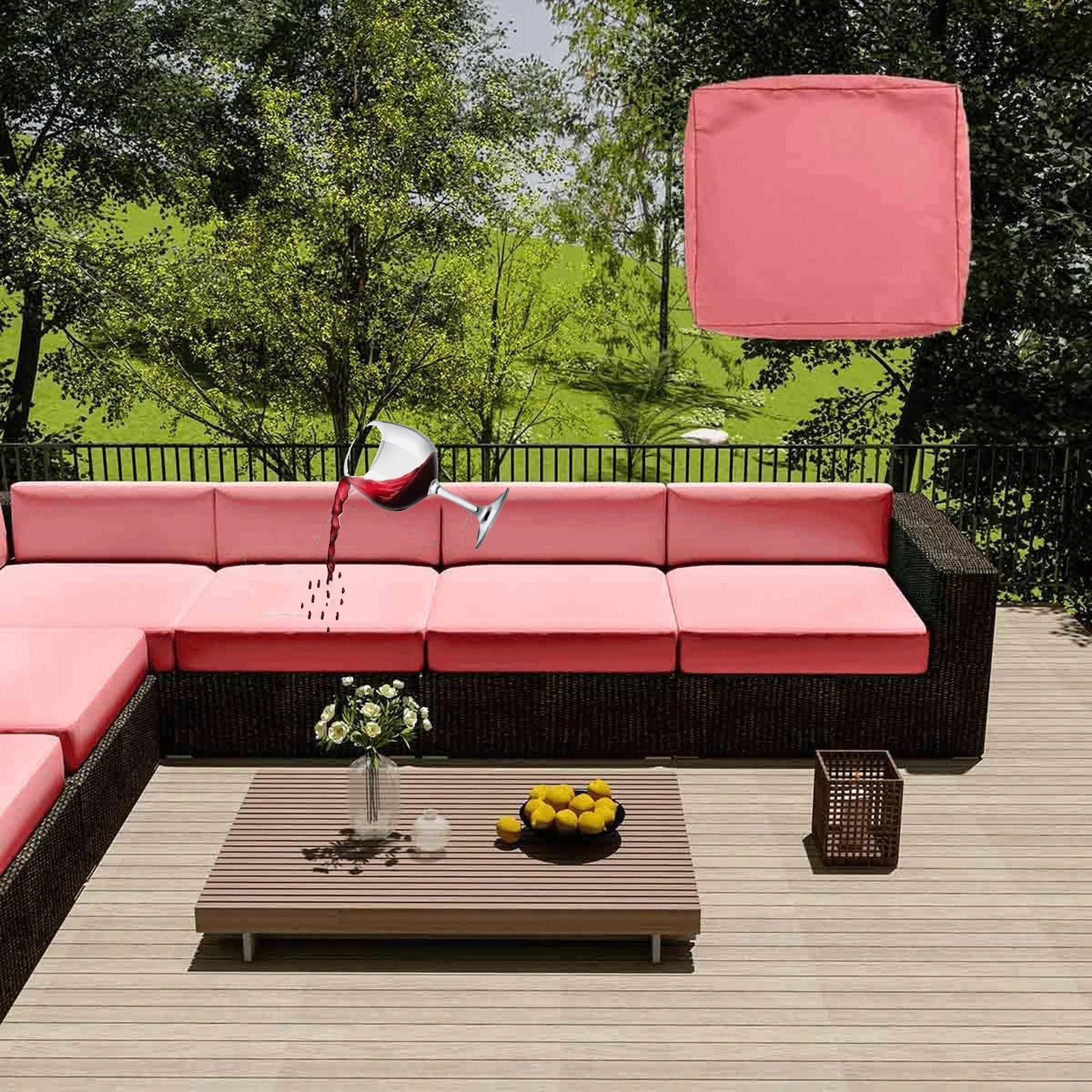 MCNDSI Outdoor Furniture Cushion Covers Waterproof Replacement Garden Chair Cushion Covers Rattan Garden Seat Cushion Covers Waterproof Outdoor Furniture Covers(Color3,60x55x10cm)