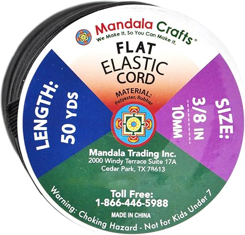 Vista 19 de Mandala Crafts - Rollo de cordón elástico plano para costura y manualidades Beige